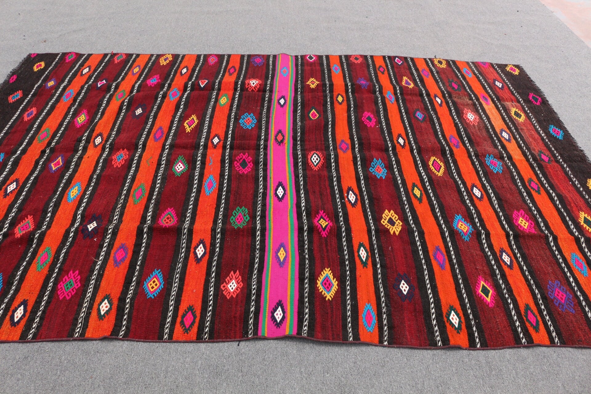 Türk Kilim, Turuncu Renkli Kilim, Oturma odası Kilim, 182x289 cm Salon Kilim, Oturma odası Kilim, Yatak odası Kilim, Anadolu Kilim