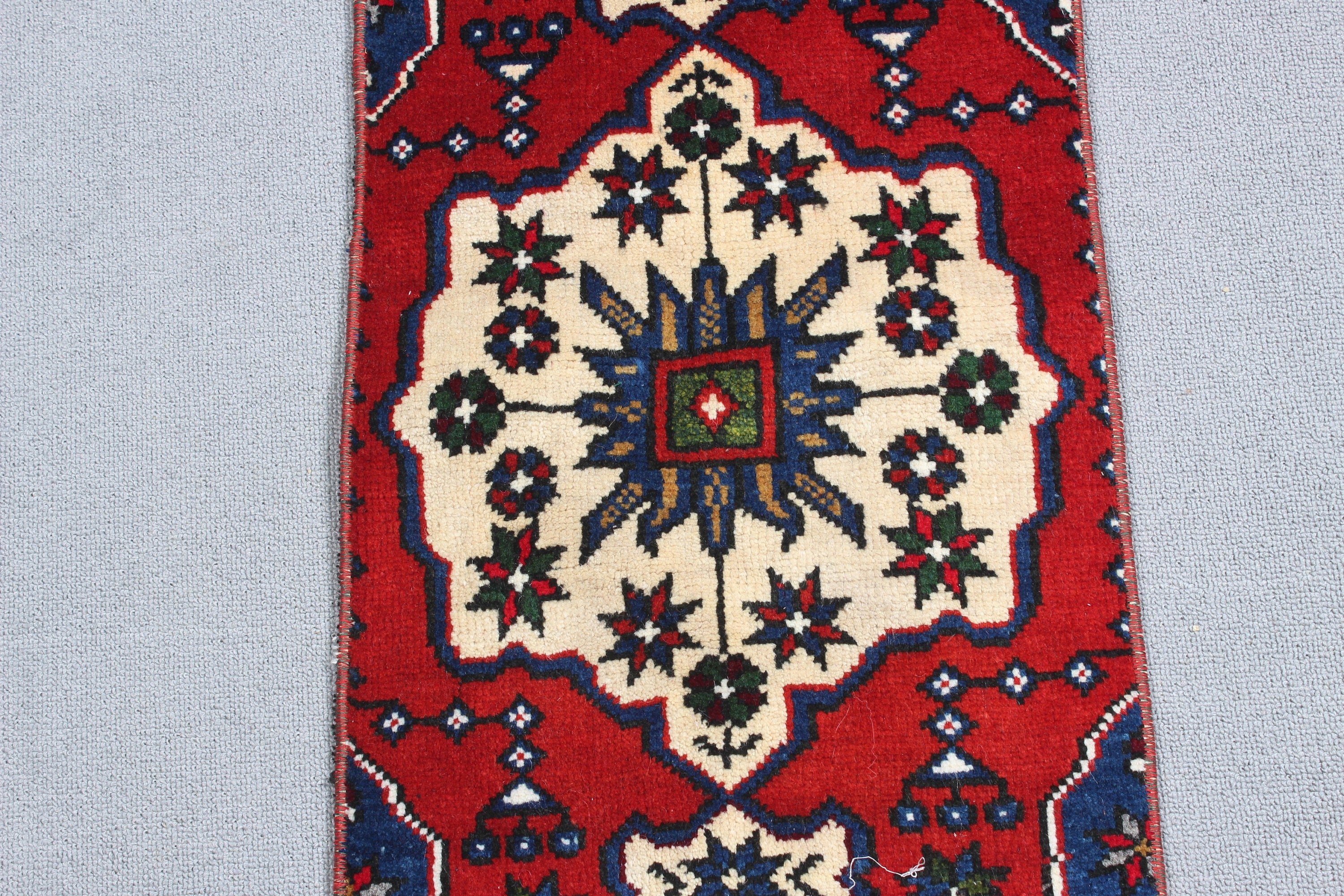 Kırmızı Yün Halılar, Vintage Halı, 1.2x3.2 ft Küçük Halı, Lüks Halılar, Düz Dokuma Halılar, Yer Halısı, Küçük Boho Halı, Küçük Vintage Halılar, Türk Halısı