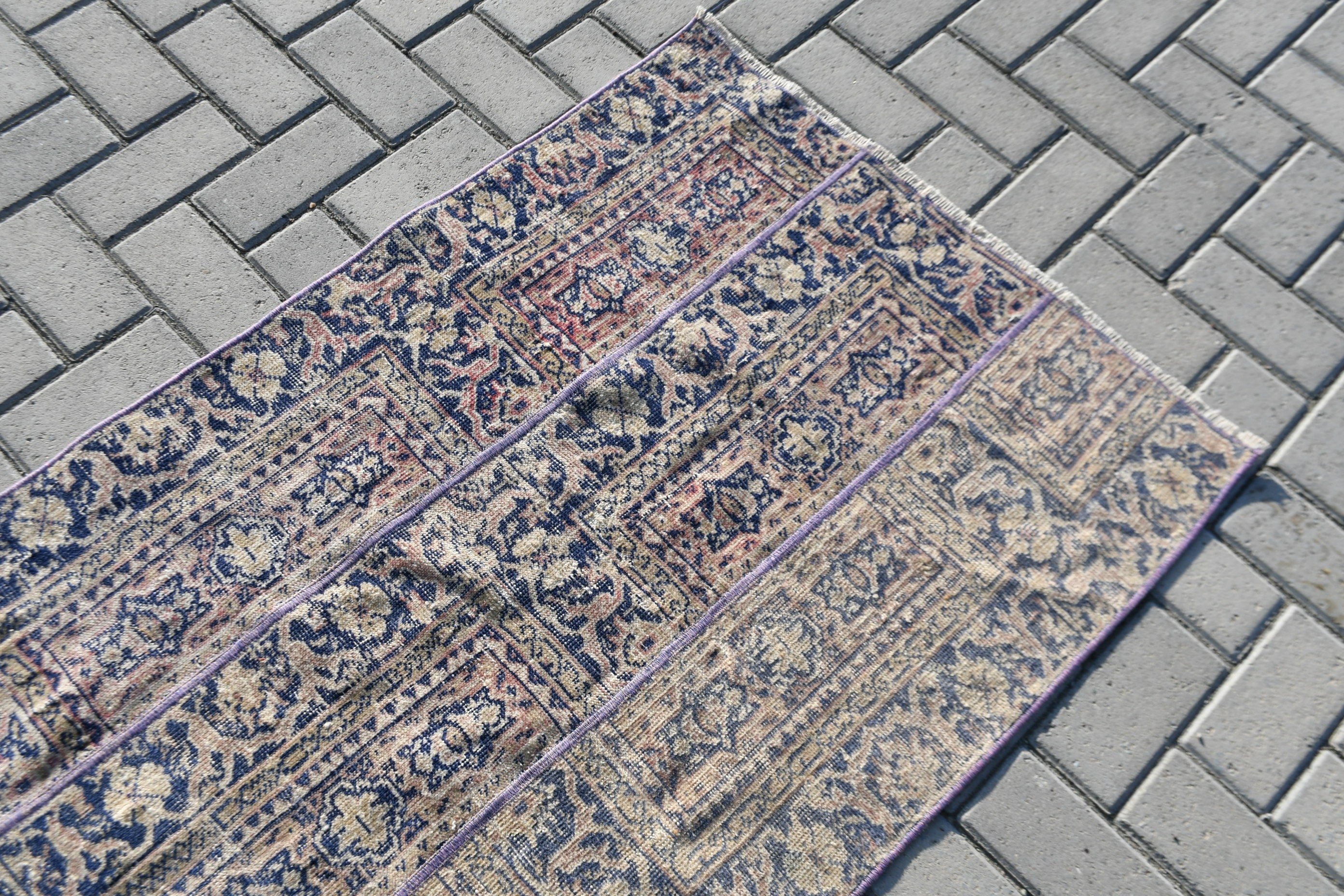 Rugs for Entry, 2.7x4.9 ft Small Rugs, Bathroom Rugs, Bedroom Rug, Turkish Rug, Nursery Rug, Blue Wool Rugs, Vintage Rug