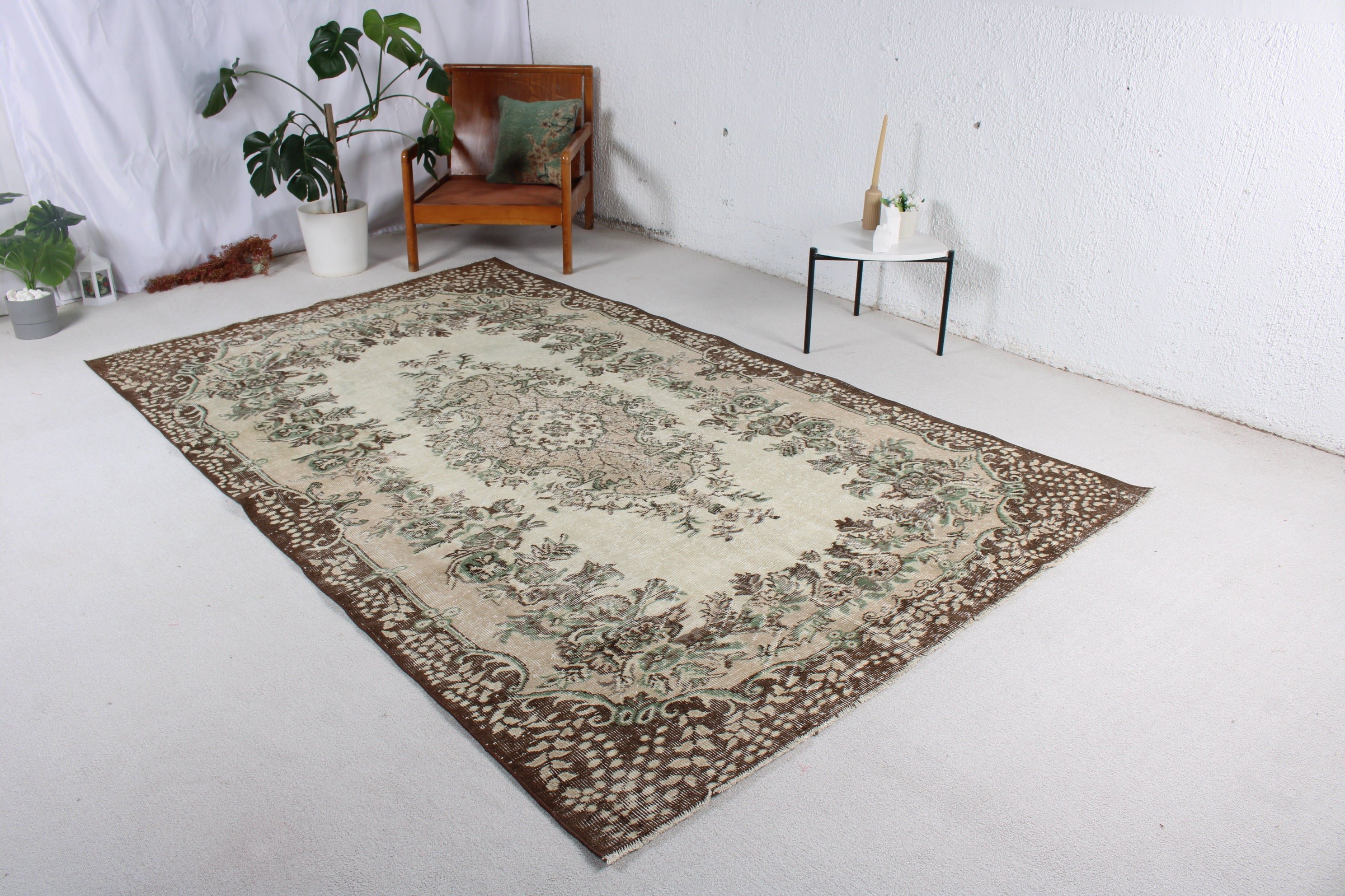 Vintage Halılar, Gri Mutfak Halıları, Açıklama Halısı, Oturma Odası Halısı, Yemek Odası Halıları, Oryantal Halı, 5.9x9.2 ft Büyük Halı, Türk Halısı