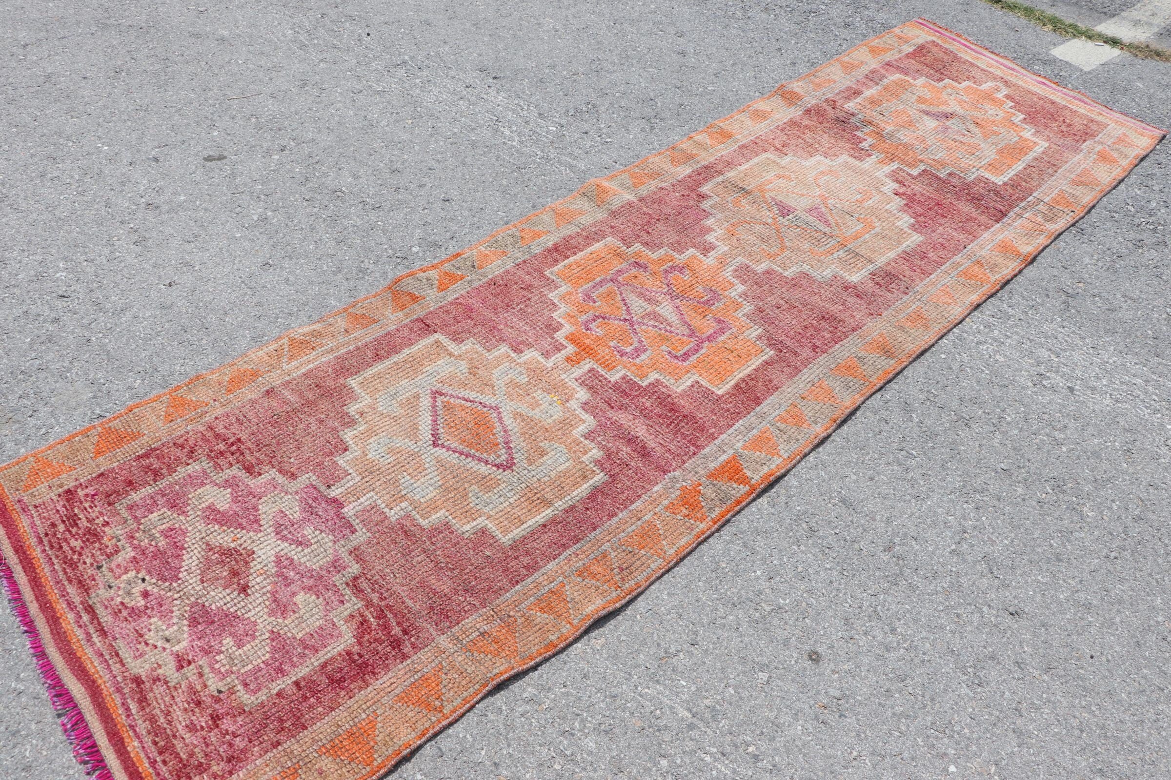 Stair Rug, 2.7x9.4 ft Runner Rug, Turkish Rugs, Vintage Rugs, Anatolian Rugs, Kitchen Rug, Floor Rug, Rugs for Stair, Red Oriental Rug