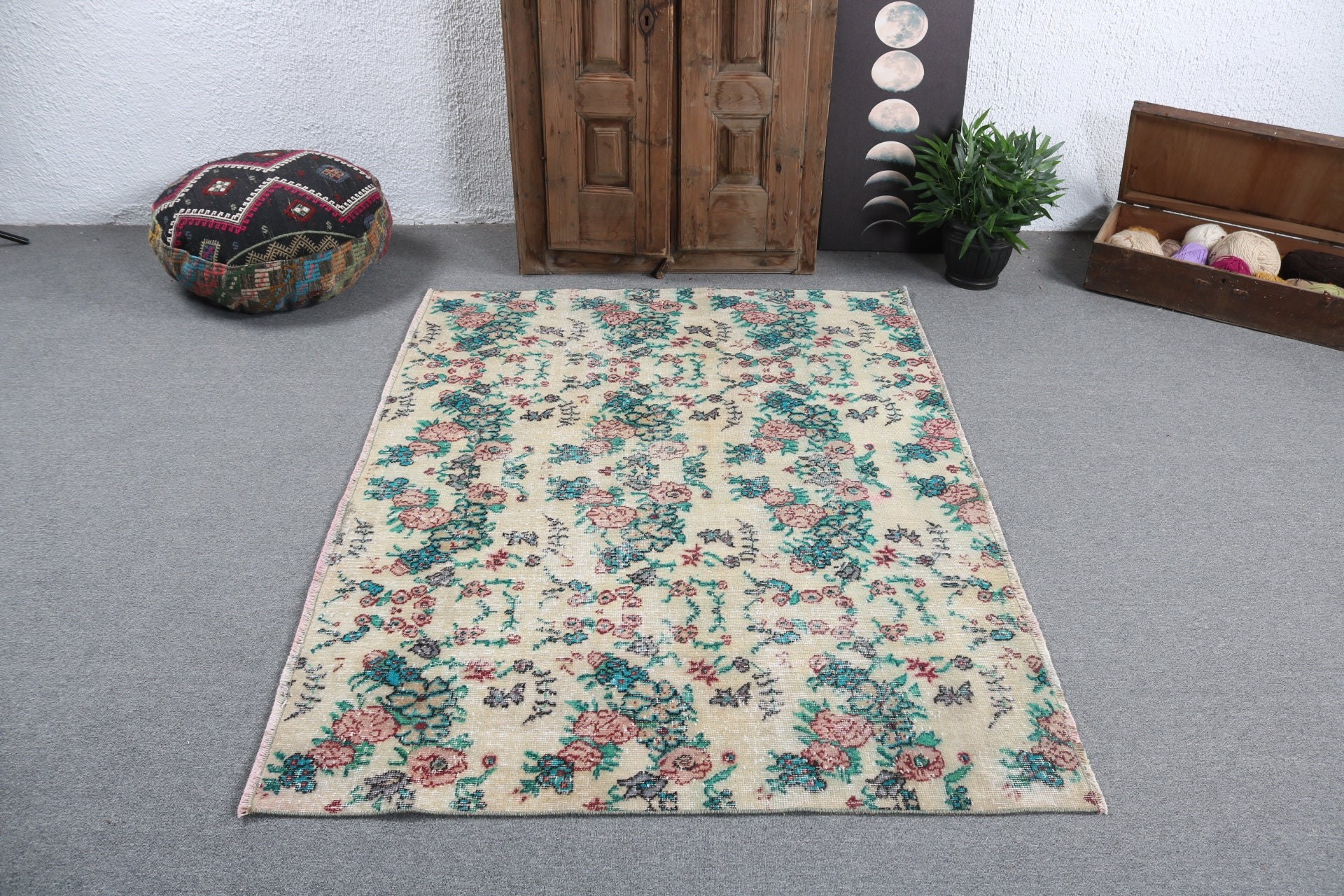 5.9x4.3 ft Area Rugs, Vintage Rug, Beige Statement Rug, Rugs for Dining Room, Kitchen Rugs, Turkish Rug, Dining Room Rugs, Neutral Rug