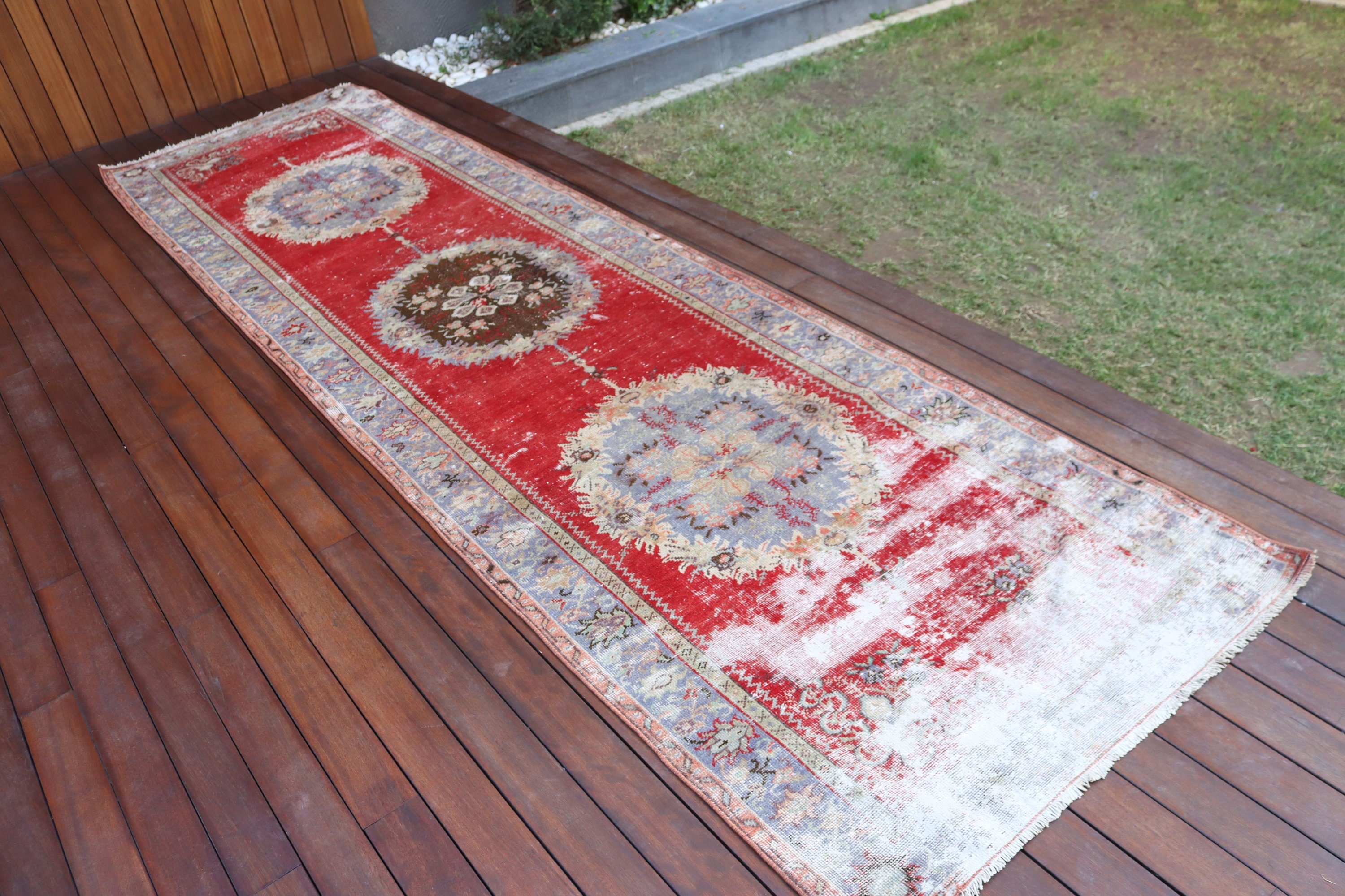 Koridor Halıları, Koridor Halısı, 3,3x12 ft Runner Halısı, Vintage Halılar, Ev Dekorasyonu Halıları, Kırmızı Soğuk Halı, Boho Halıları, Kabile Halısı, Türk Halıları