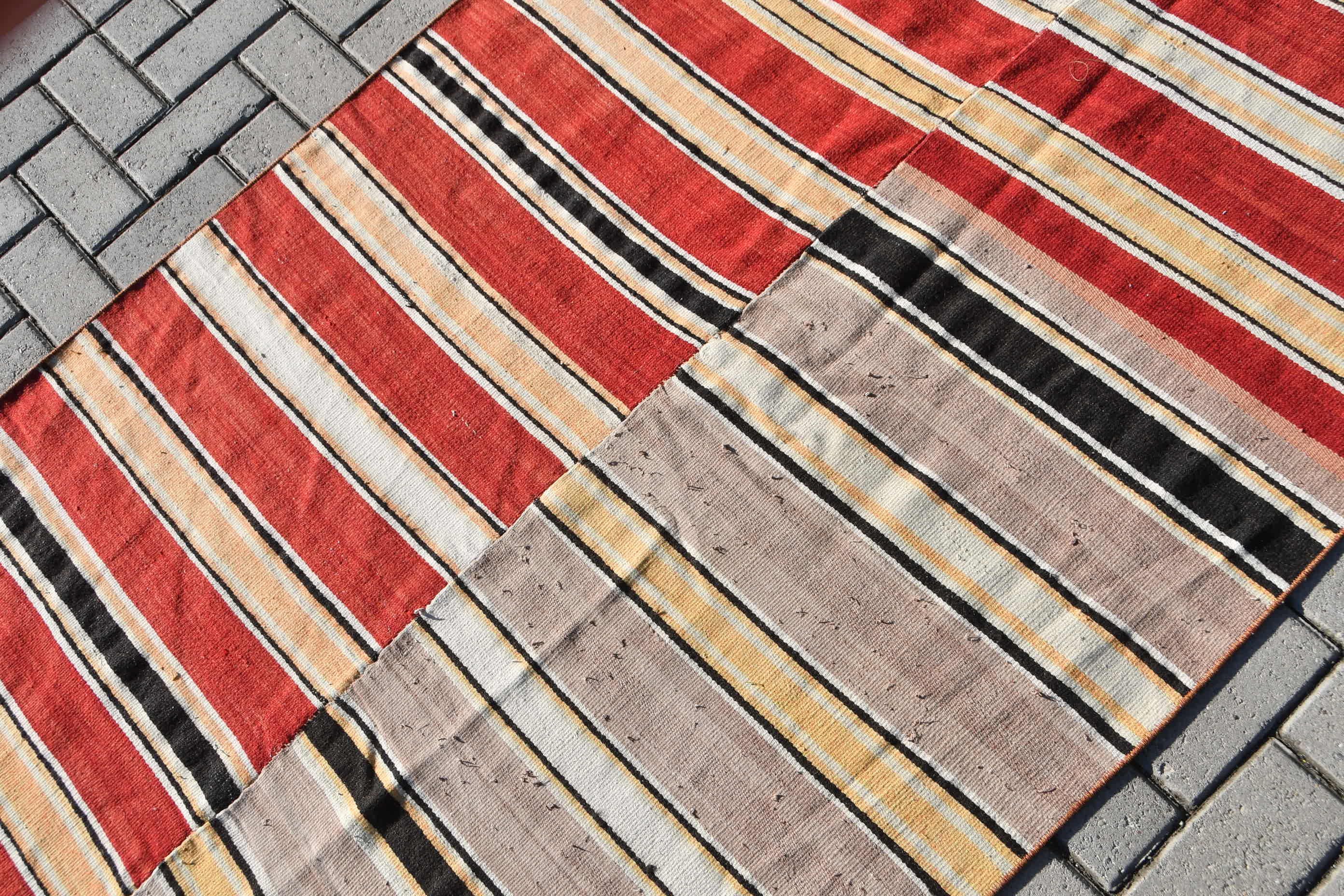 Kitchen Rug, Black Home Decor Rug, Turkish Rug, Vintage Rug, Wool Rugs, Entry Rug, Oriental Rug, Office Rug, Kilim, 3.8x4.4 ft Accent Rug