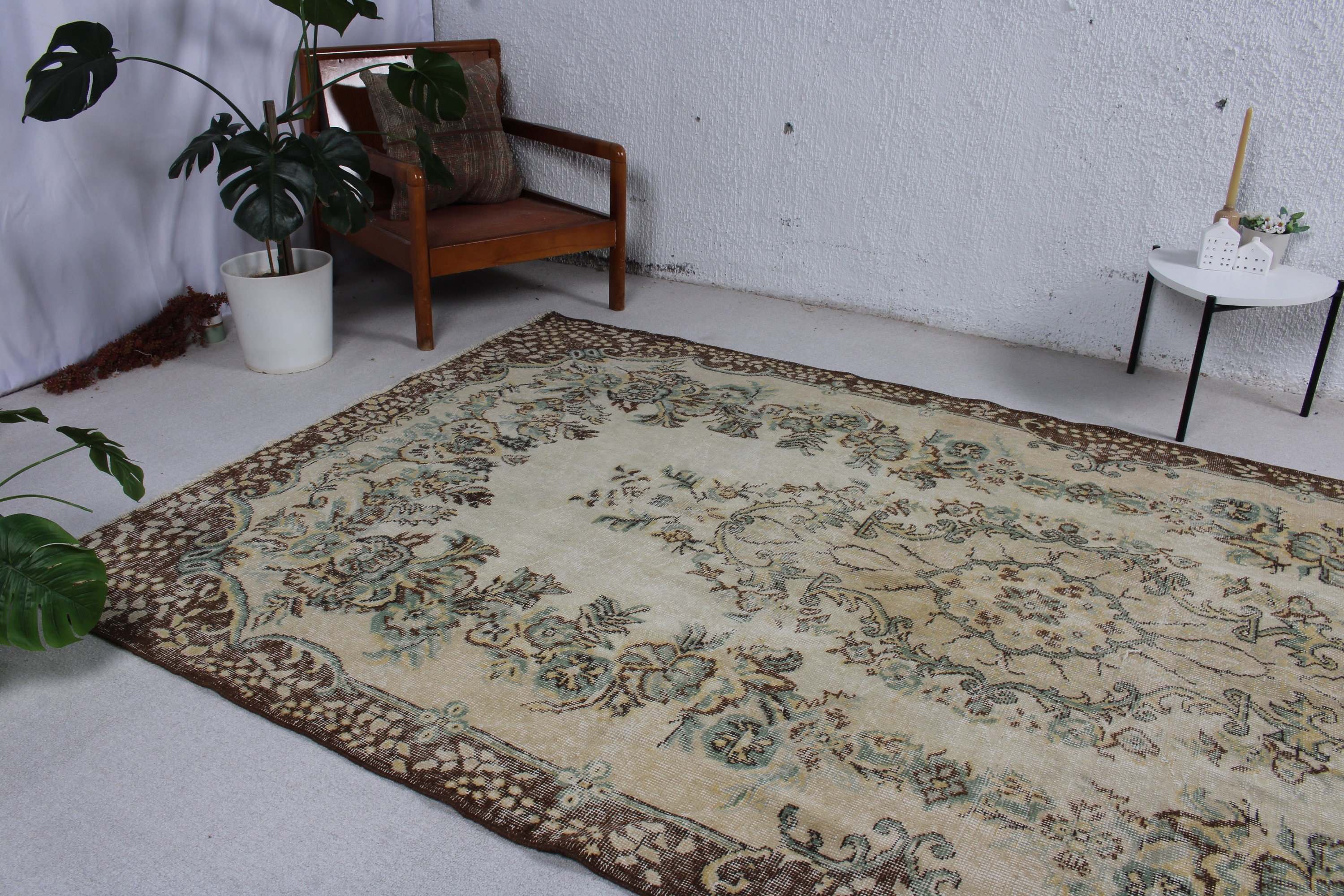 5.8x10 ft Large Rugs, Antique Rugs, Turkish Rug, Dining Room Rug, Vintage Rug, Living Room Rugs, Brown Kitchen Rugs