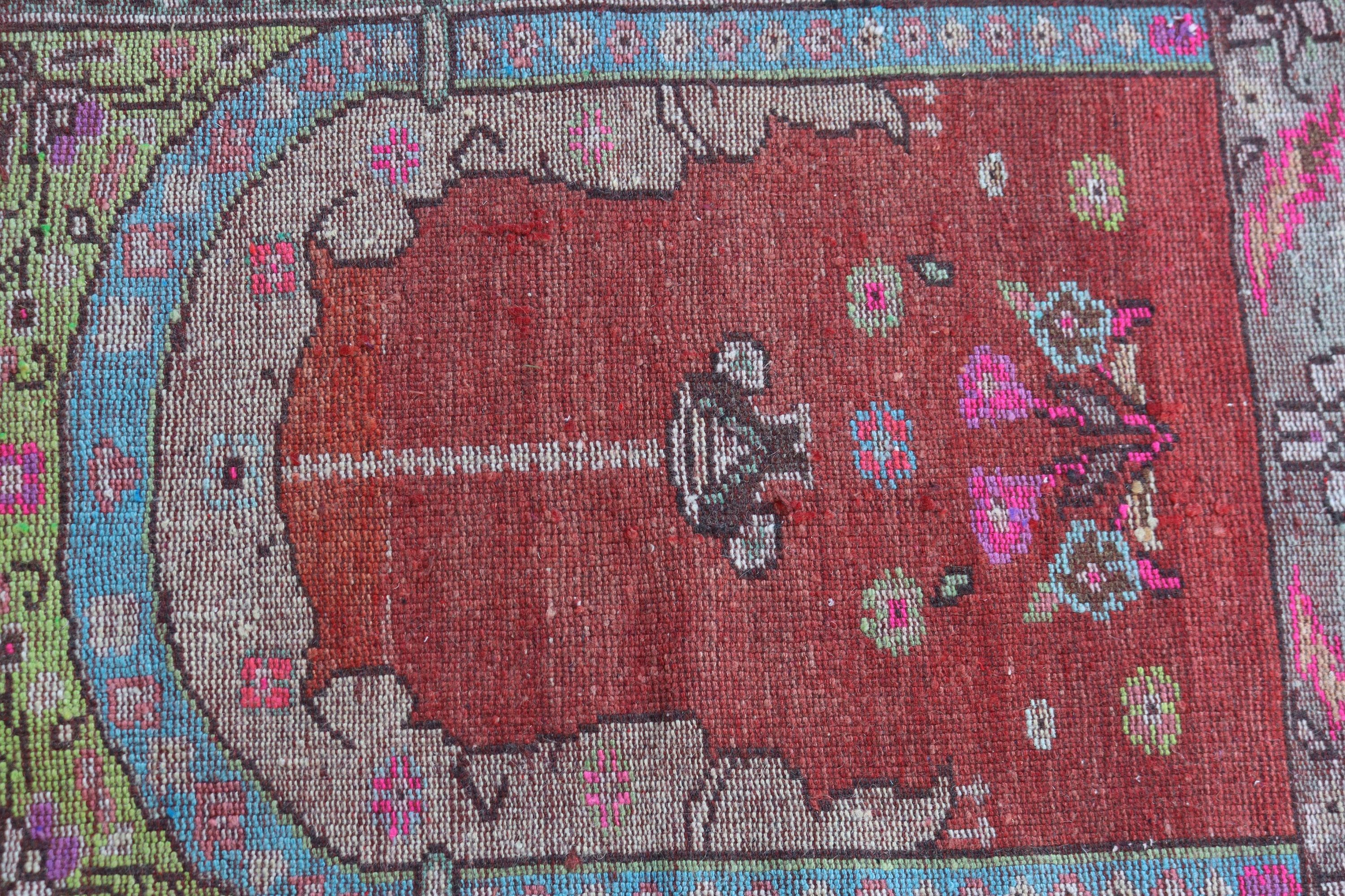 Kırmızı Antika Halı, Vintage Halılar, Egzotik Halılar, Küçük Vintage Halılar, Modern Halılar, Türk Halıları, Giriş Halısı, 2.4x3.2 ft Küçük Halı, Oushak Halıları