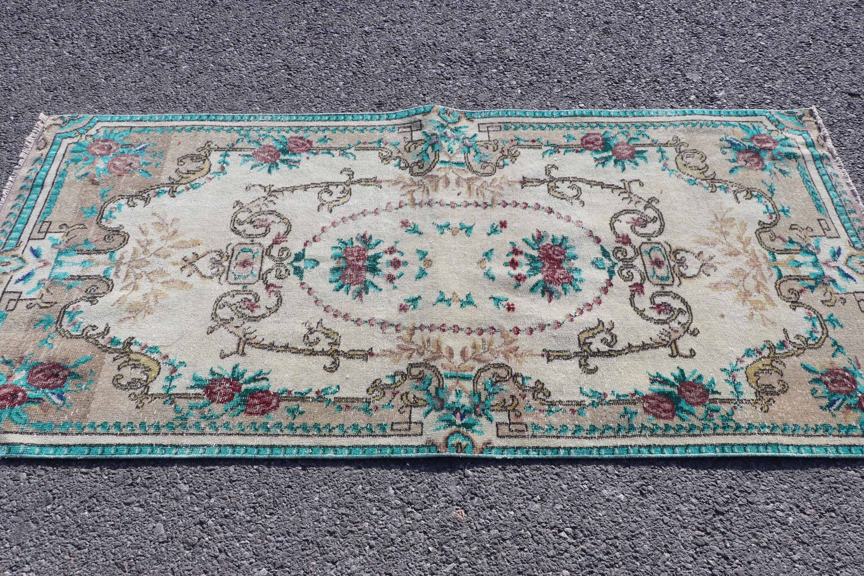 Rugs for Kitchen, Floor Rug, Entry Rug, Turkish Rug, Bedroom Rugs, Office Rugs, 3.1x6.8 ft Accent Rugs, Blue Antique Rug, Vintage Rugs