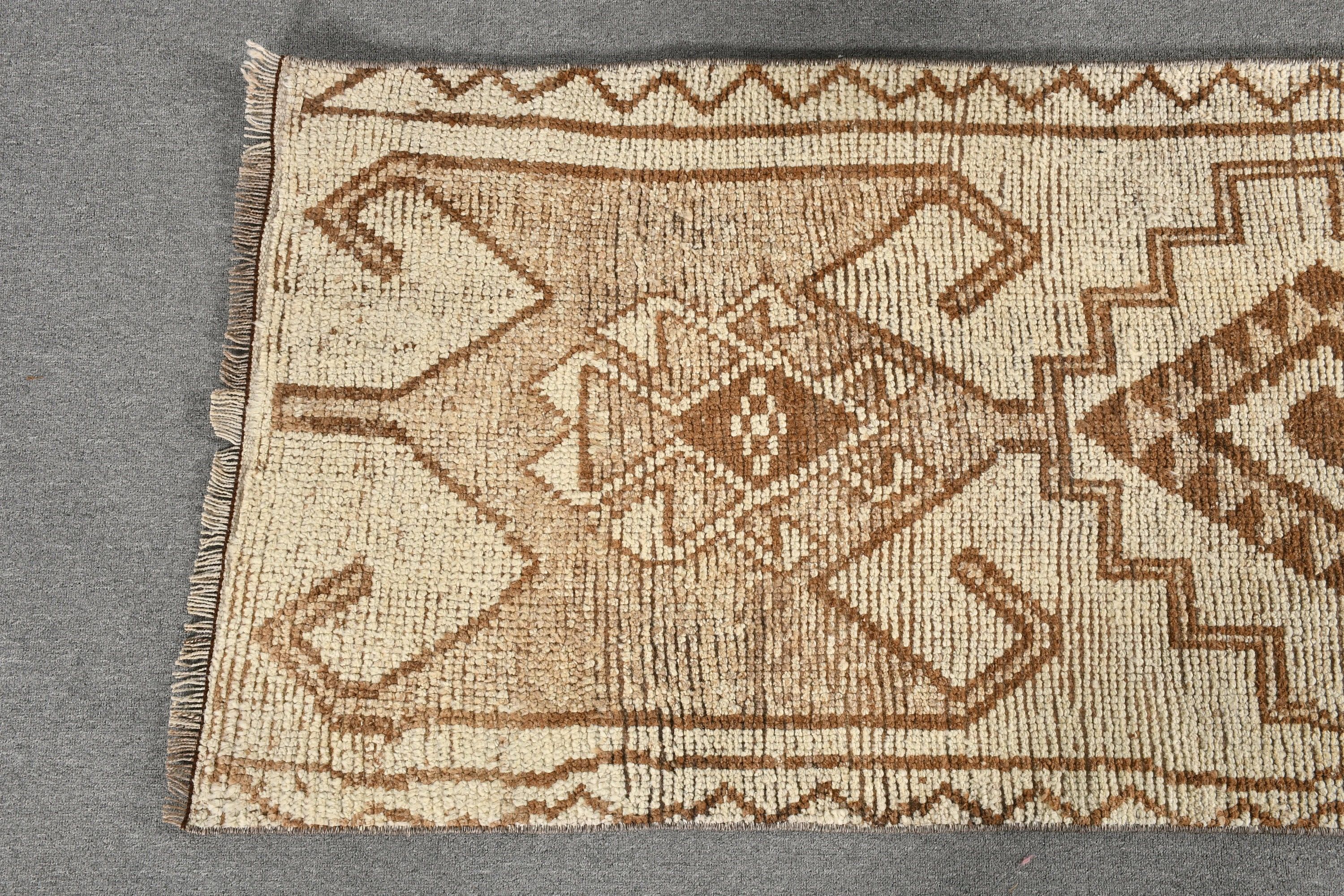 2.5x10 ft Runner Halı, Ev Dekorasyonu Halısı, Mutfak Halısı, Runner Halıları, Merdiven Halıları, Vintage Halı, Türk Halısı, Kahverengi Yün Halılar, Fas Halısı