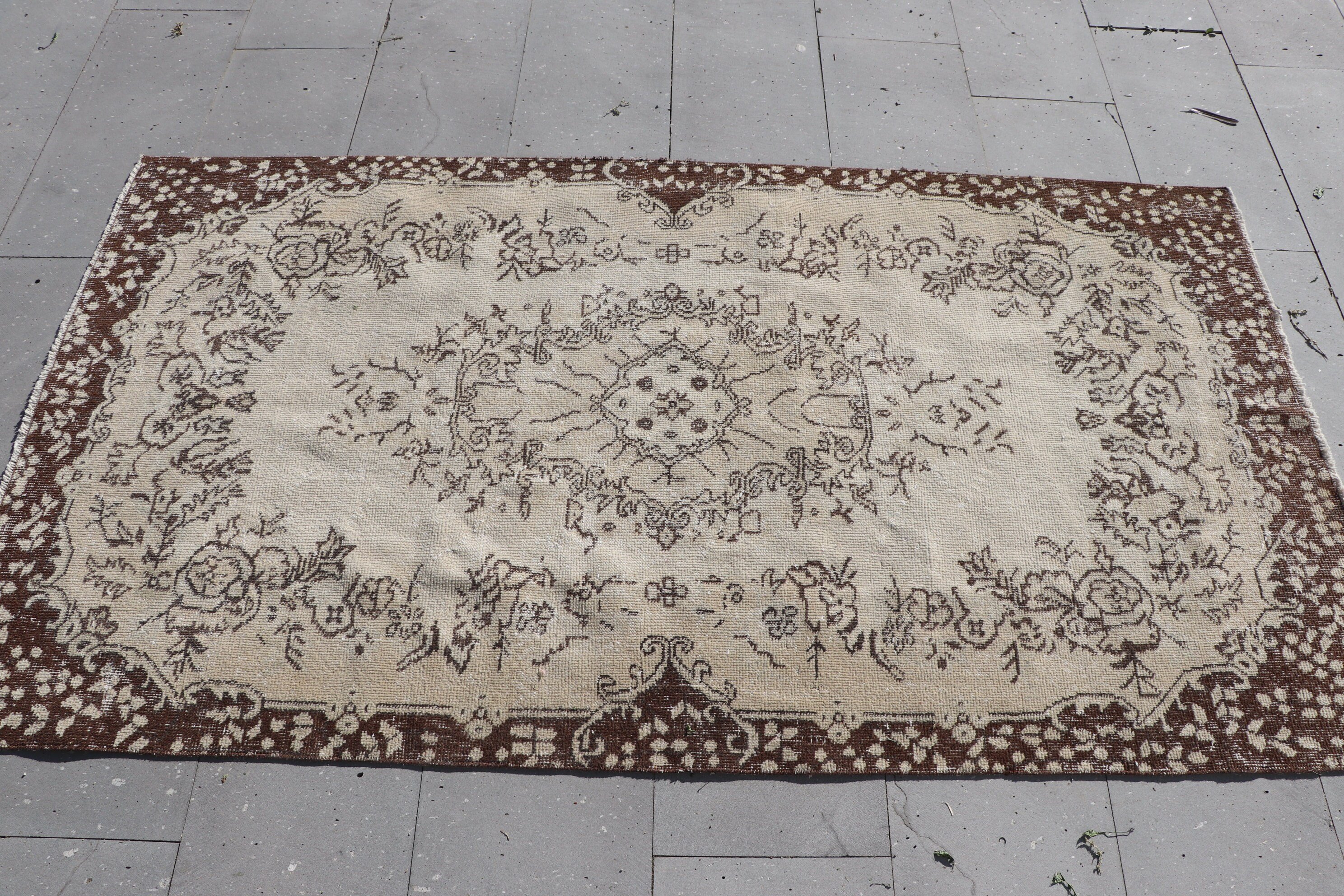 Anadolu Halısı, Türk Halısı, Bej Antika Halı, Türkiye Halıları, 3,7x6,8 ft Alan Halısı, Mutfak Halıları, Yatak Odası Halıları, Yatak Odası Halıları, Vintage Halılar