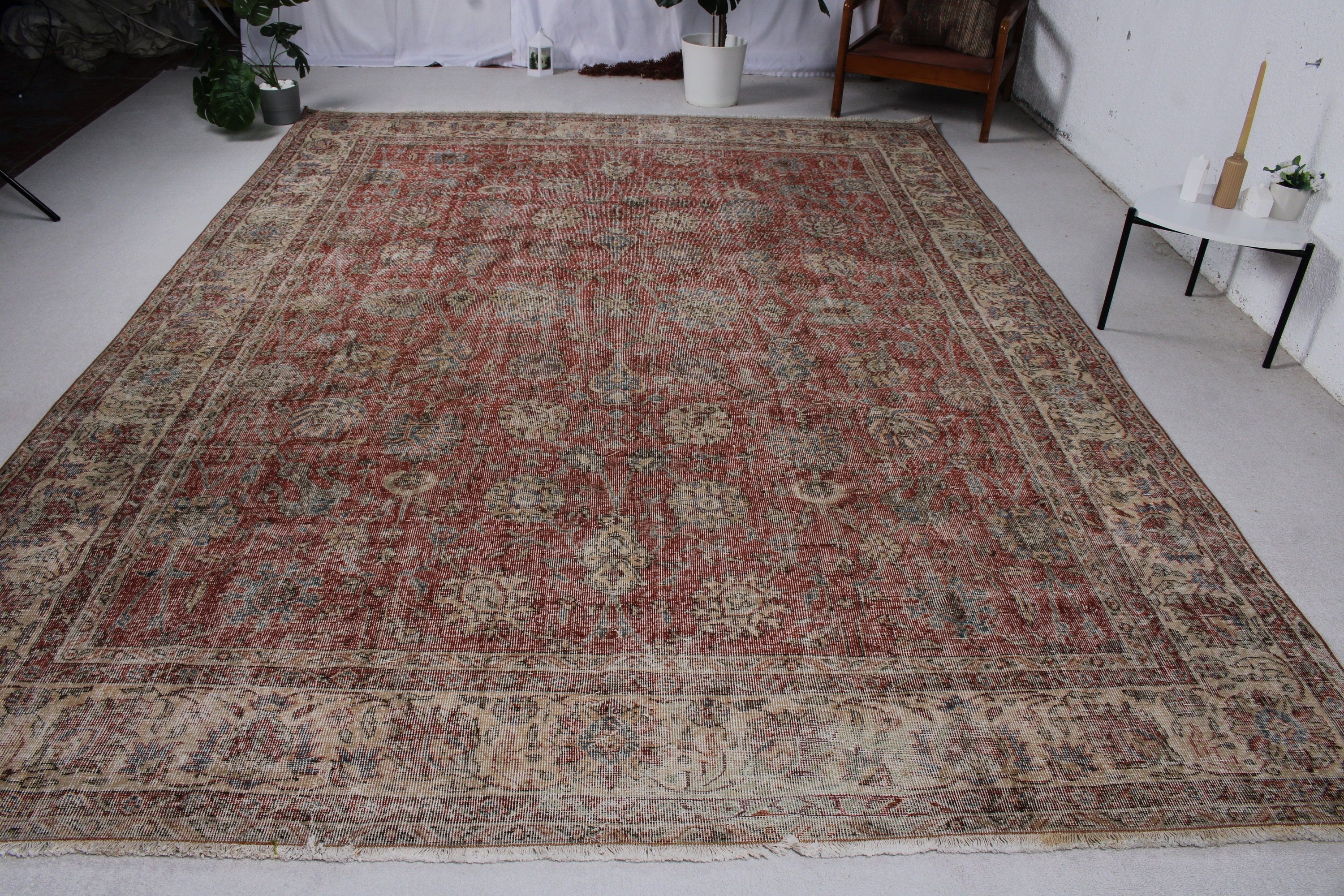 Türk Halıları, Oushak Halısı, Antika Halılar, Vintage Halılar, Bej Mutfak Halısı, 8.7x11.7 ft Büyük Boy Halı, Lüks Halı, Salon Halıları, Salon Halıları