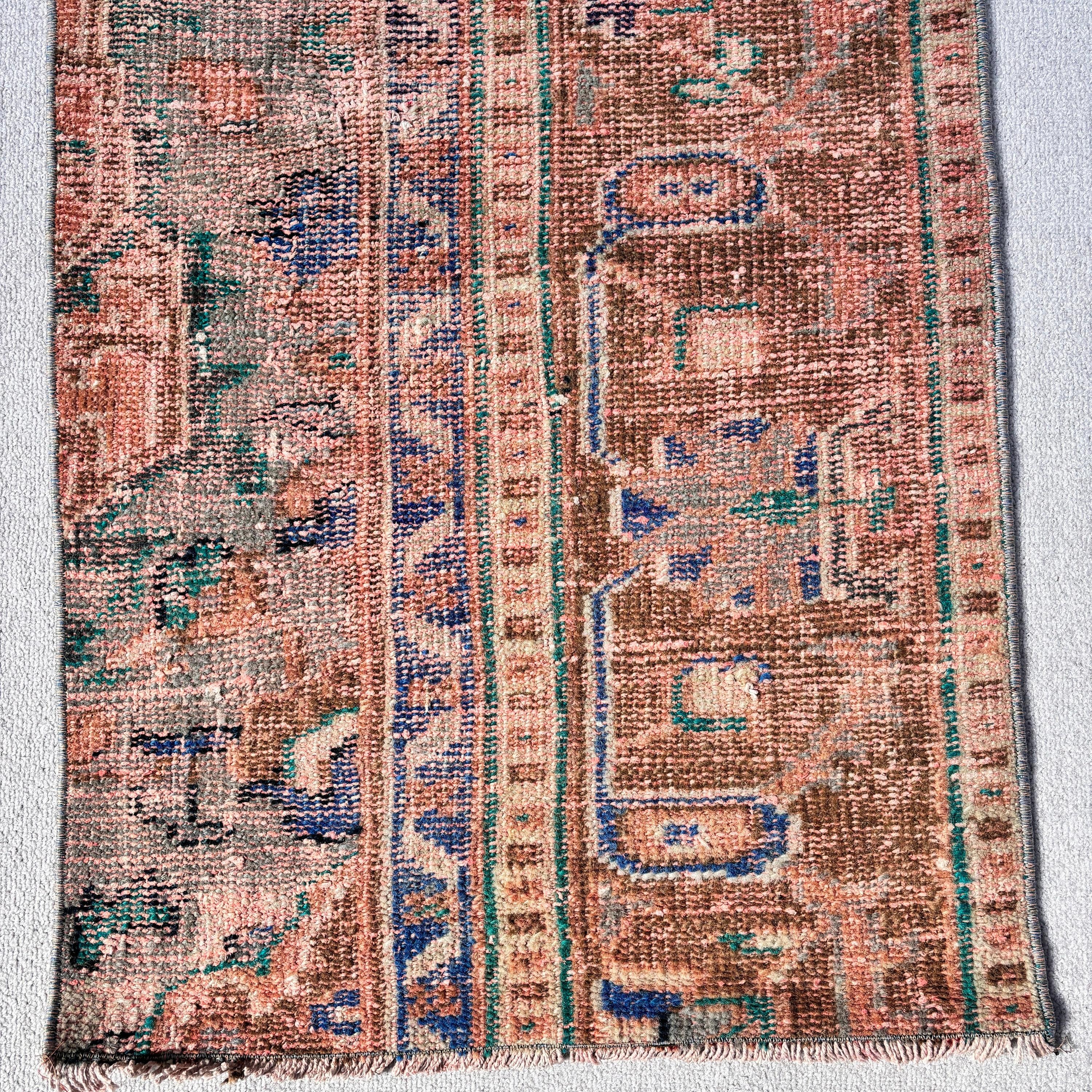 Turkish Rugs, Orange Wool Rugs, Bath Rugs, Vintage Rugs, Bedroom Rugs, Cool Rug, Kitchen Rugs, 1.9x4.9 ft Small Rug, Rugs for Kitchen