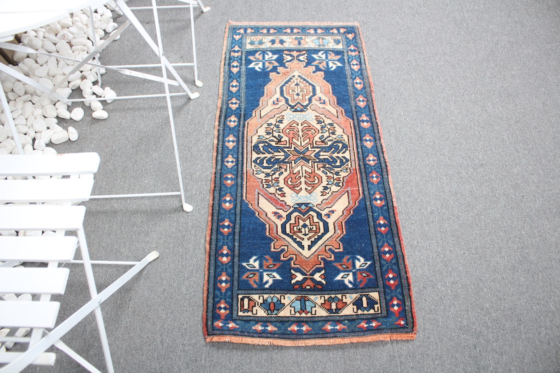 Bath Rug, Art Rug, Rugs for Car Mat, 1.7x3.8 ft Small Rug, Blue Moroccan Rug, Entry Rug, Vintage Rug, Turkish Rugs, Cool Rugs