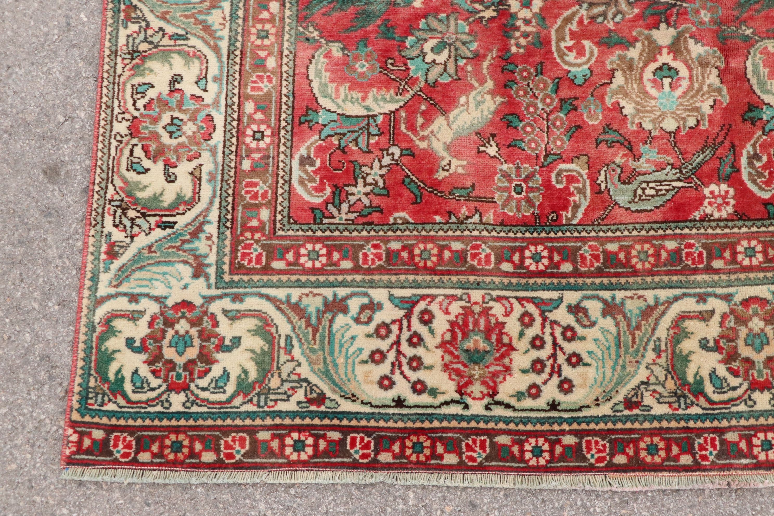 5.9x9.3 ft Large Rug, Vintage Rug, Salon Rugs, Dining Room Rugs, Rugs for Bedroom, Red Oushak Rugs, Turkish Rug, Wool Rug, Anatolian Rug