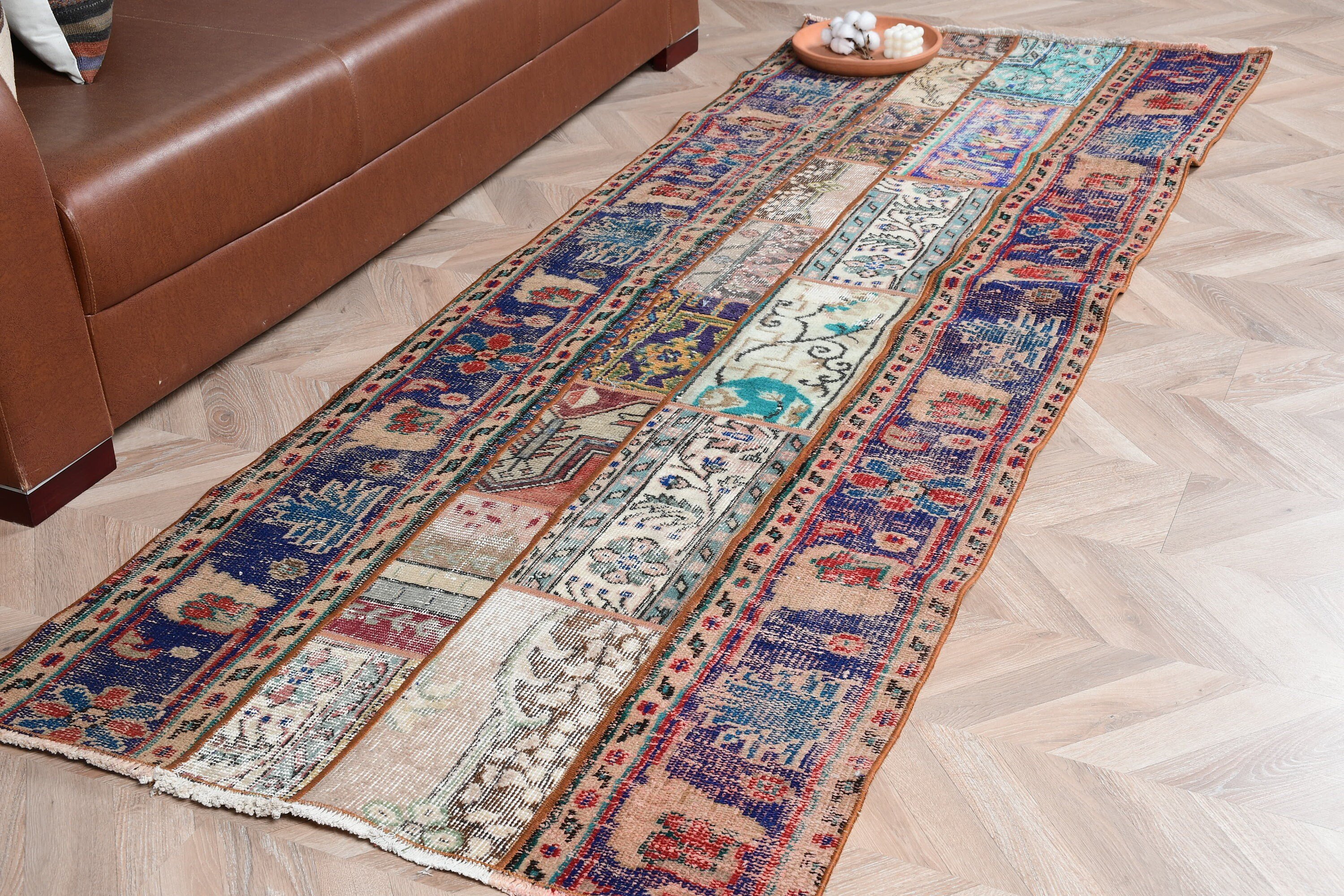 3.1x8.2 ft Runner Rugs, Bedroom Rugs, Rugs for Corridor, Stair Rug, Hallway Rug, Turkish Rugs, Vintage Rug, Cool Rug, Blue Anatolian Rugs