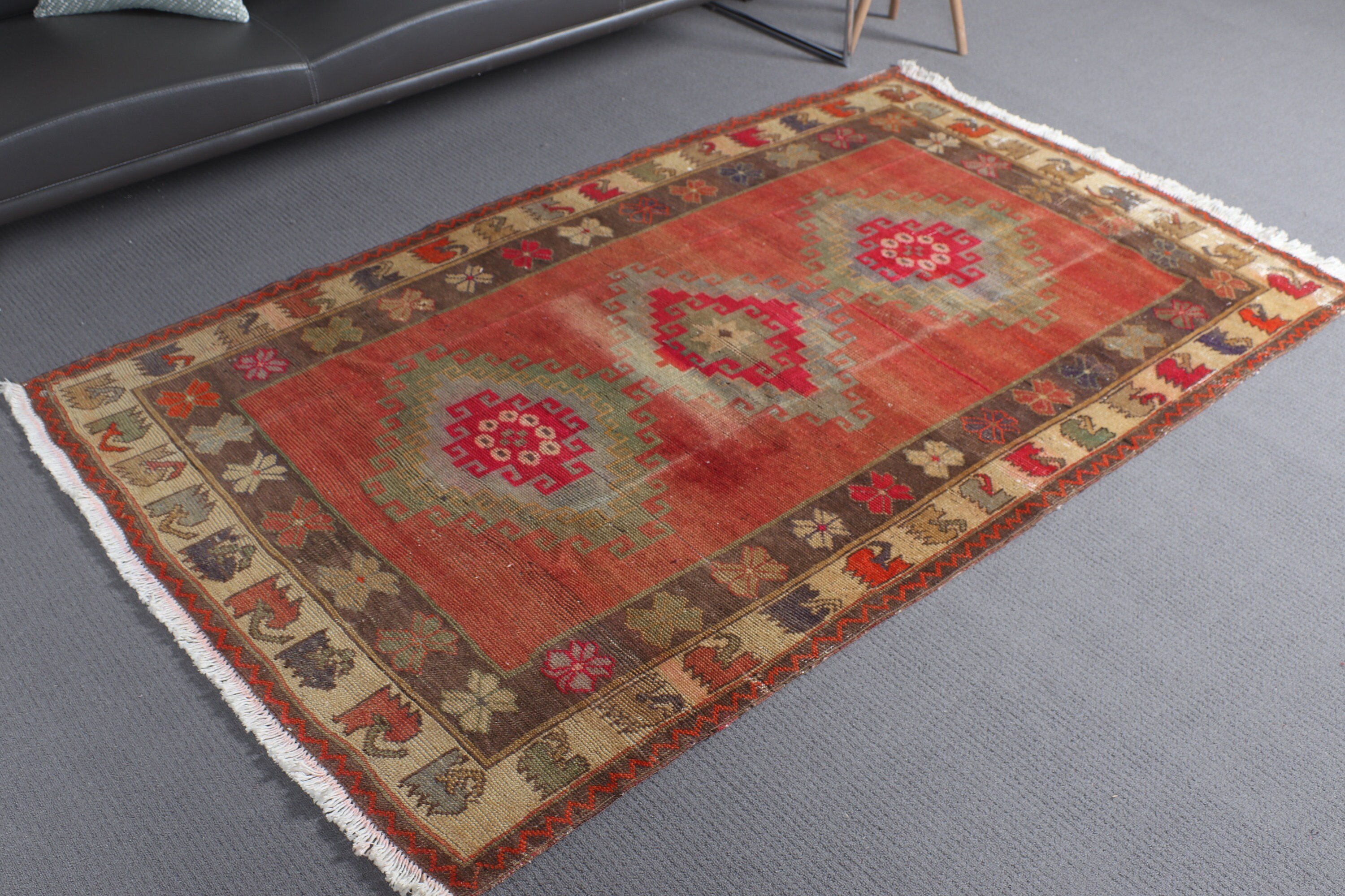 Modern Rug, 4.1x6.4 ft Area Rugs, Orange Statement Rug, Kitchen Rugs, Statement Rugs, Boho Rug, Vintage Rug, Living Room Rugs, Turkish Rug