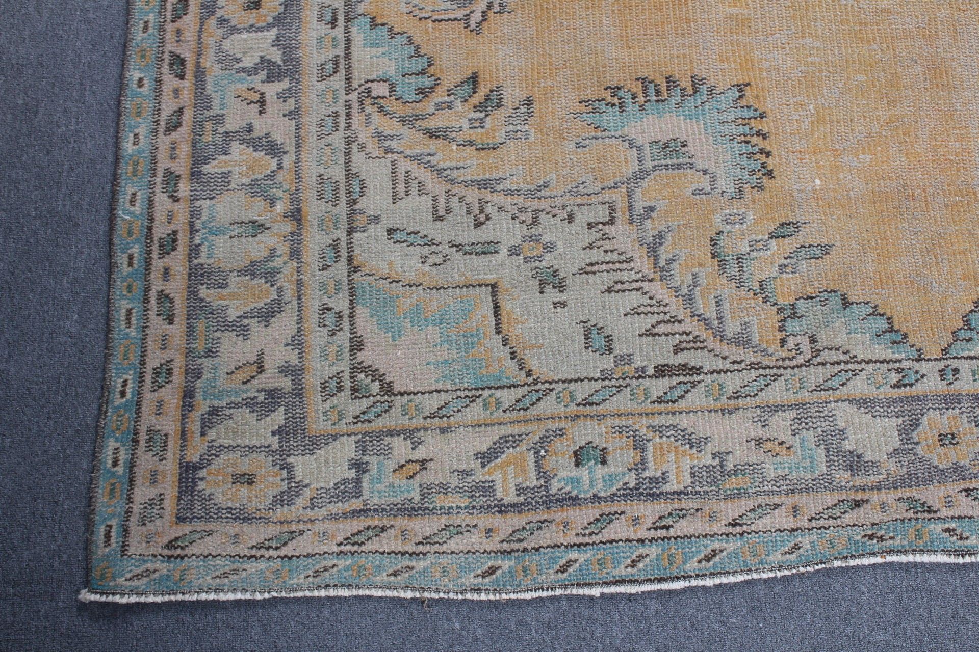 Sarı Oryantal Halılar, 5.9x9.2 ft Büyük Halılar, Türk Halısı, Havalı Halılar, Yemek Odası Halıları, Salon Halıları, Oushak Halıları, Salon Halısı, Vintage Halı