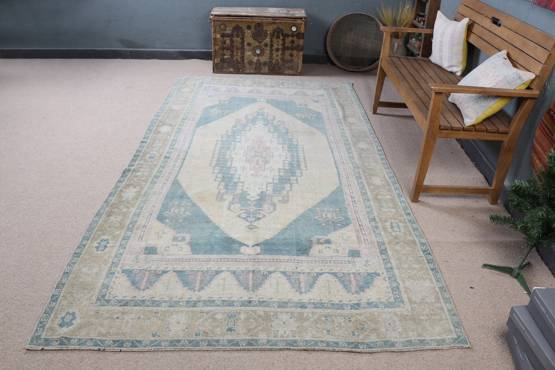 Living Room Rug, Anatolian Rugs, Vintage Rugs, Beige  5.2x9.4 ft Large Rug, Turkish Rug, Cute Rug, Dining Room Rug, Floor Rug