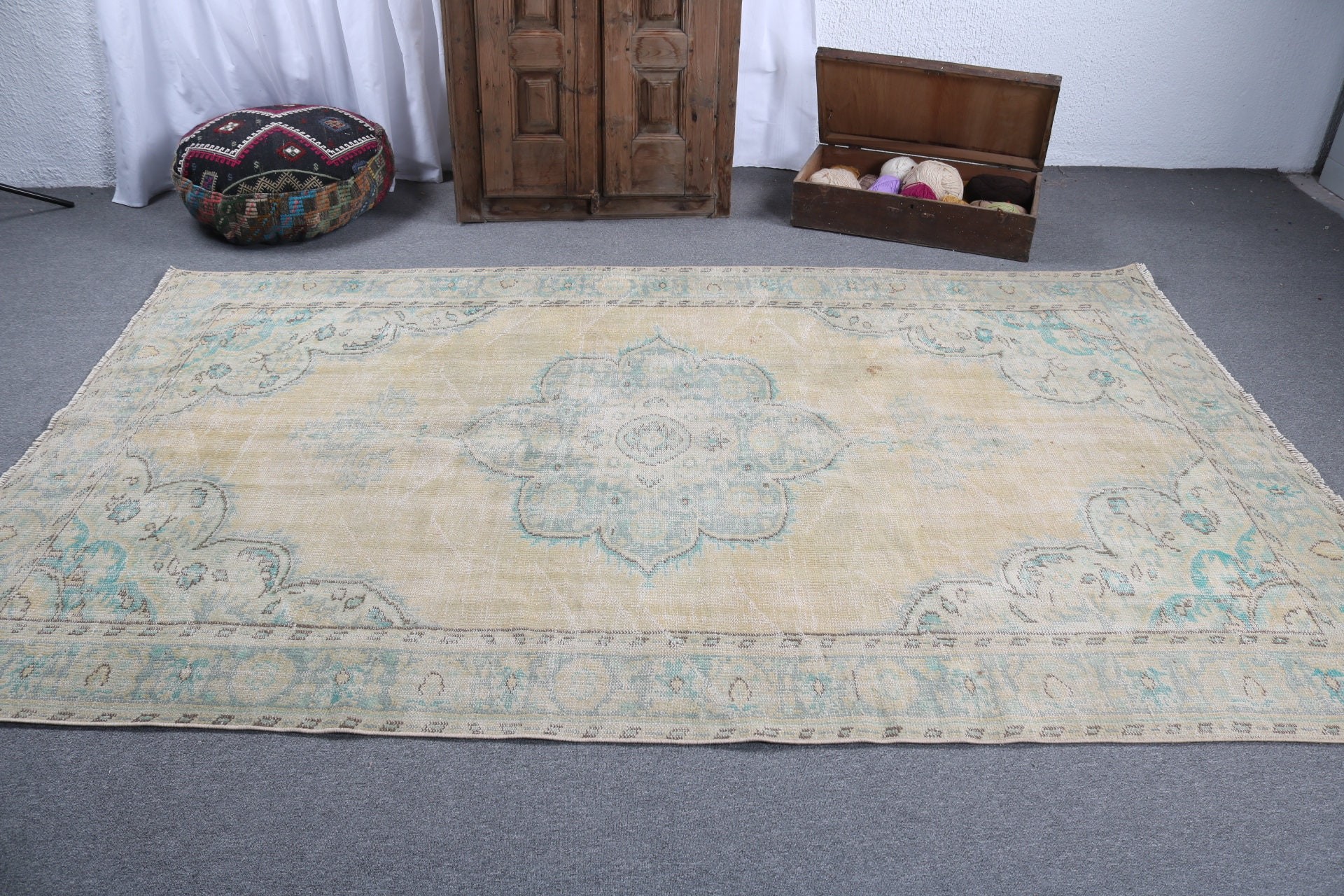 Luxury Rugs, 5.6x9.3 ft Large Rug, Yellow Bedroom Rug, Ethnic Rug, Vintage Rug, Handwoven Rug, Turkish Rugs, Large Vintage Rug, Salon Rugs