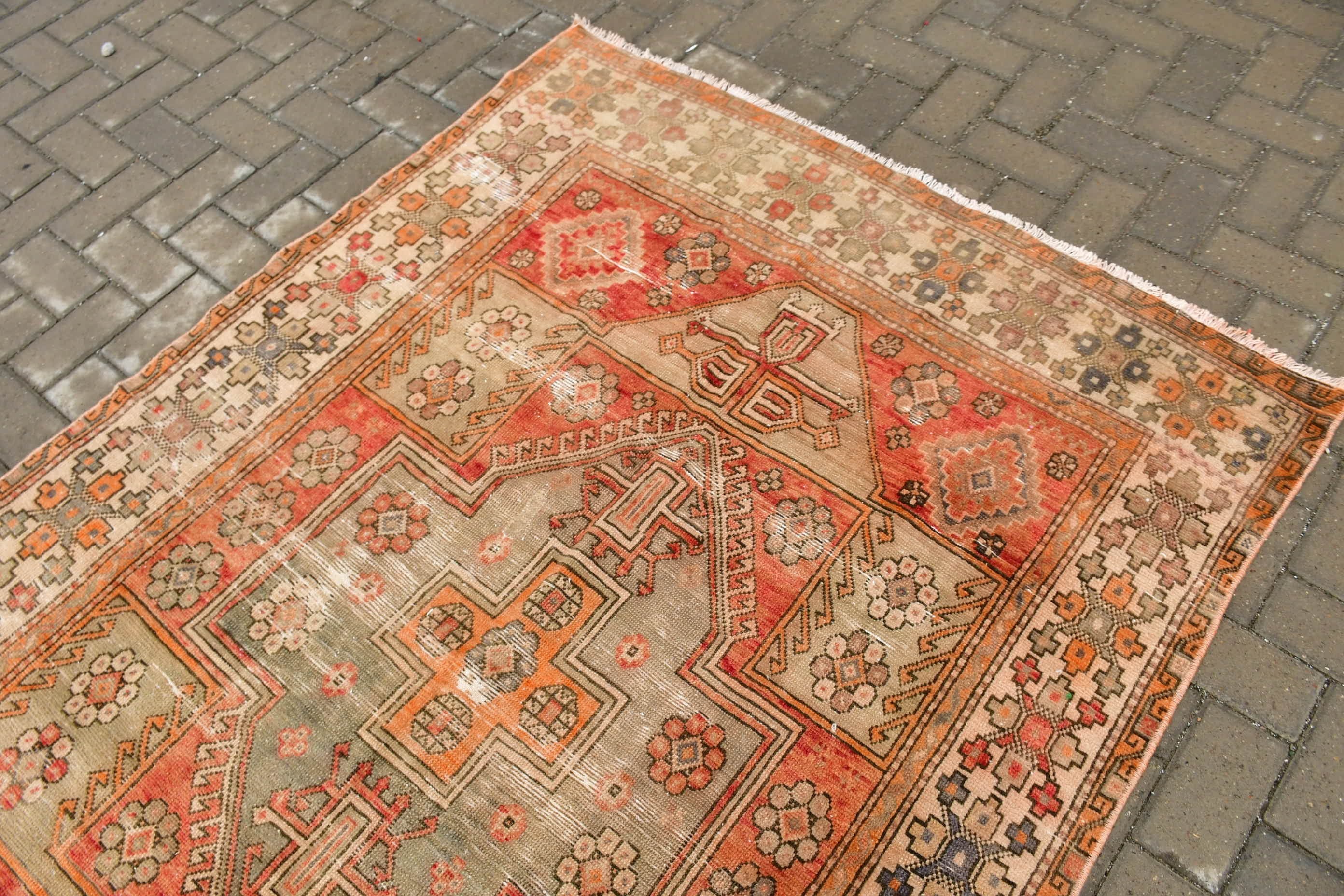 Oushak Halı, 4.7x6.7 ft Alan Halısı, Vintage Halı, Yer Halıları, Yatak Odası Halısı, Yemek Odası Halıları, Mutfak Halısı, Türk Halısı, Kırmızı Ev Dekor Halısı