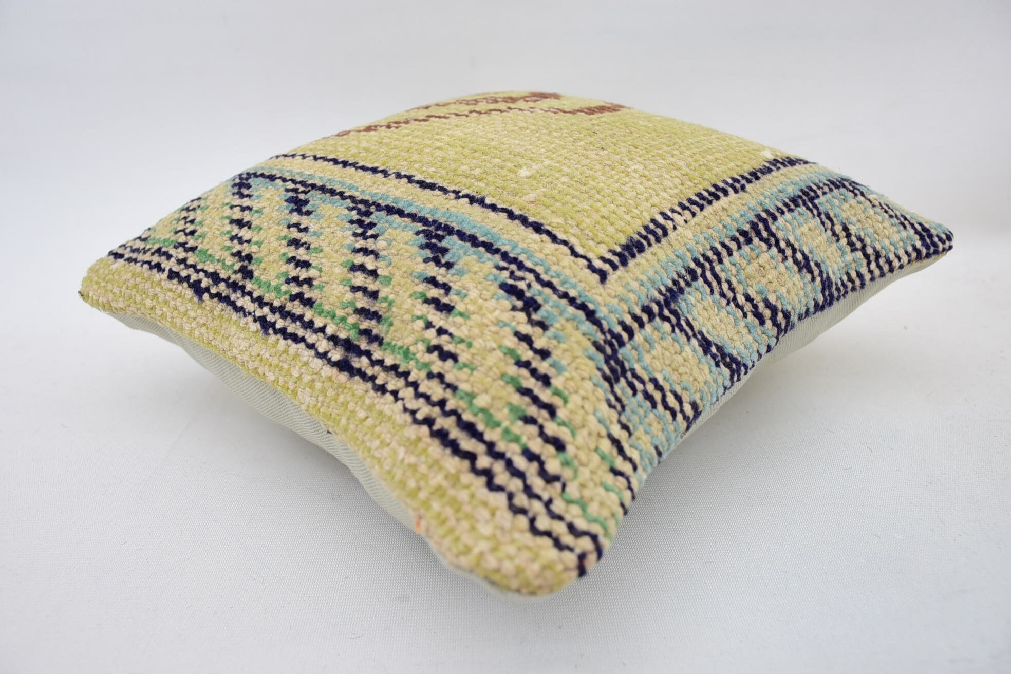 Home Decor Pillow, Handwoven Pillow Cover Cushion Case, 12"x12" Yellow Pillow Cover, Boho Pillow, Bed Pillow, Turkish Pillow