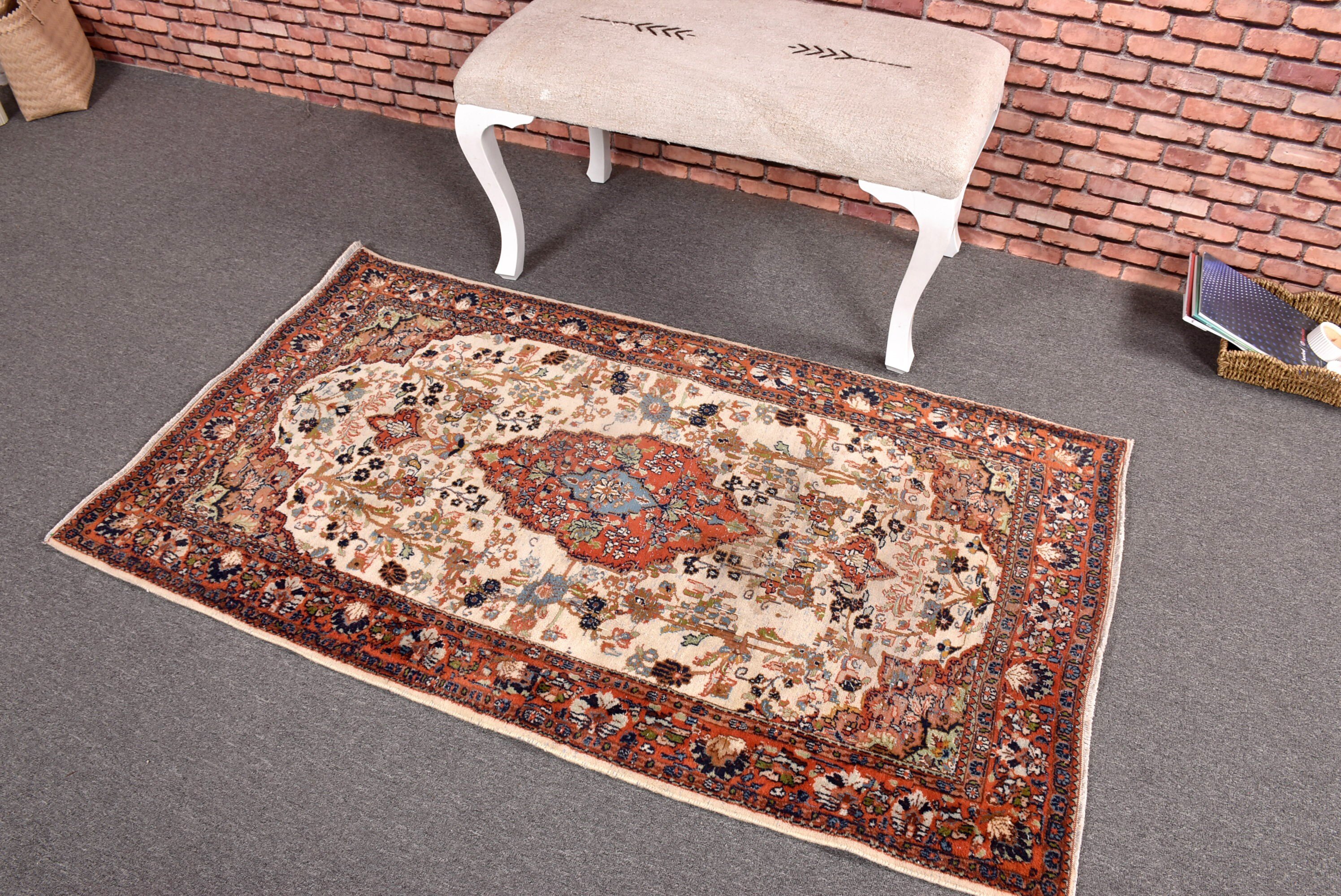 Boho Accent Rug, Vintage Accent Rugs, 2.9x5.2 ft Accent Rugs, Vintage Rugs, Modern Rugs, Beige Home Decor Rug, Turkish Rug