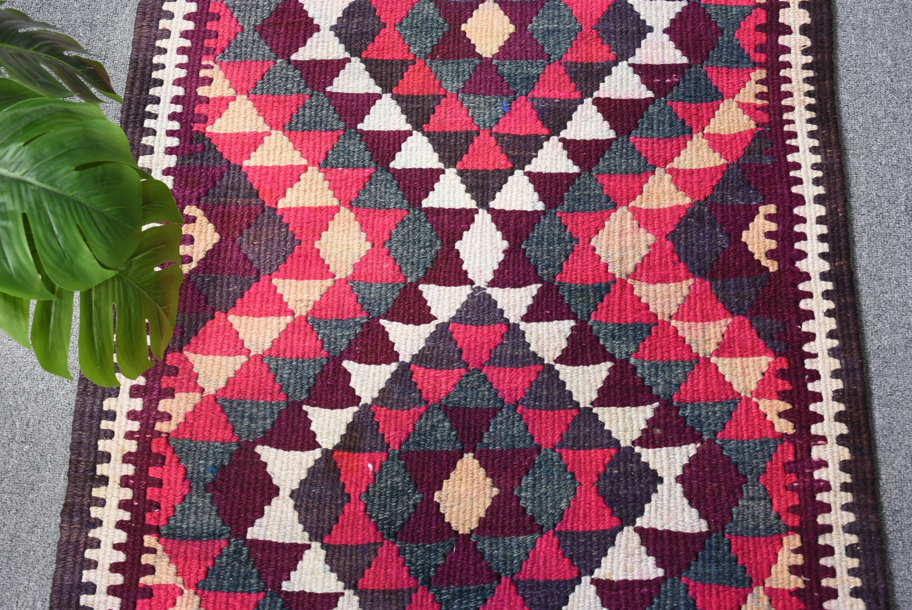 Pink Moroccan Rug, Turkish Rug, 2.4x11.9 ft Runner Rugs, Retro Rugs, Stair Rug, Rugs for Corridor, Vintage Rugs, Wool Rug, Floor Rug