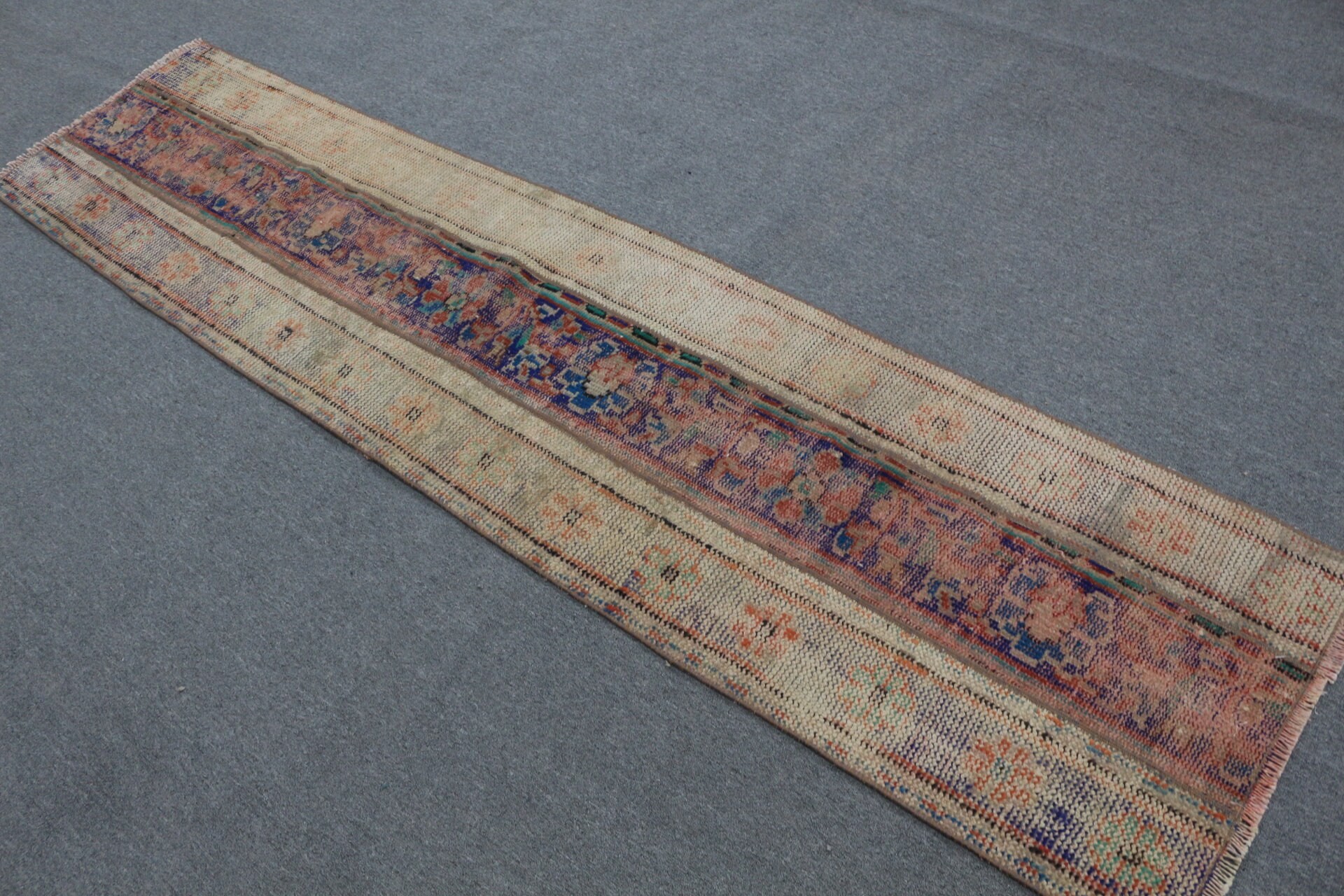 Vintage Rug, 2x8.4 ft Runner Rug, Home Decor Rug, Turkish Rug, Beige Floor Rug, Stair Rugs, Oriental Rug, Hallway Rug, Rugs for Stair