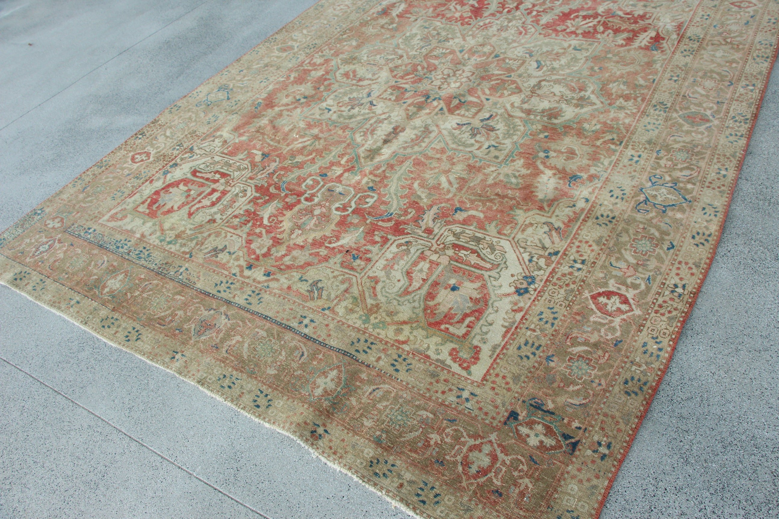 Antique Rugs, Exotic Rugs, Dining Room Rug, Vintage Rugs, Turkish Rugs, 7.3x11.3 ft Oversize Rugs, Beige Anatolian Rug