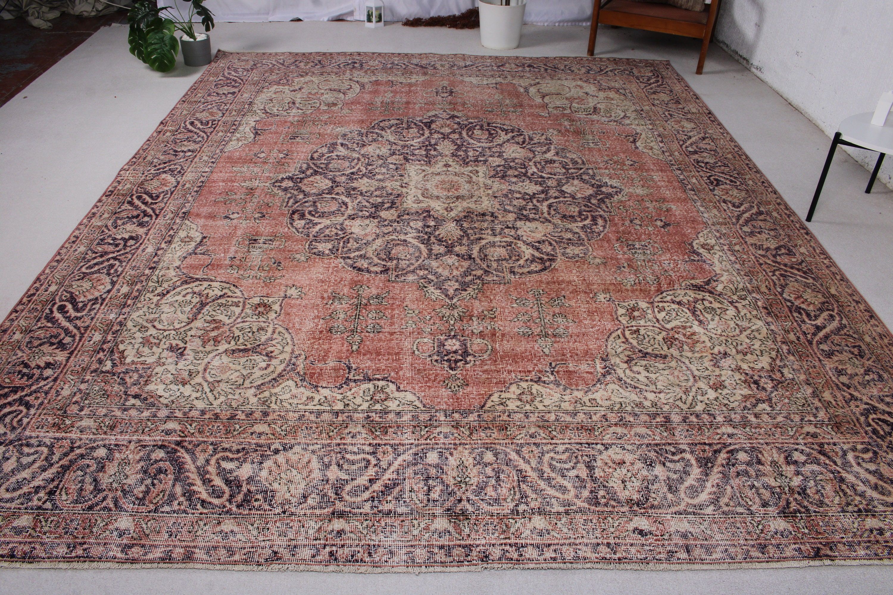 Floor Rug, Vintage Rug, Turkish Rugs, 8.7x11.1 ft Oversize Rugs, Statement Rugs, Oversize Vintage Rugs, Salon Rug, Beige Oriental Rug