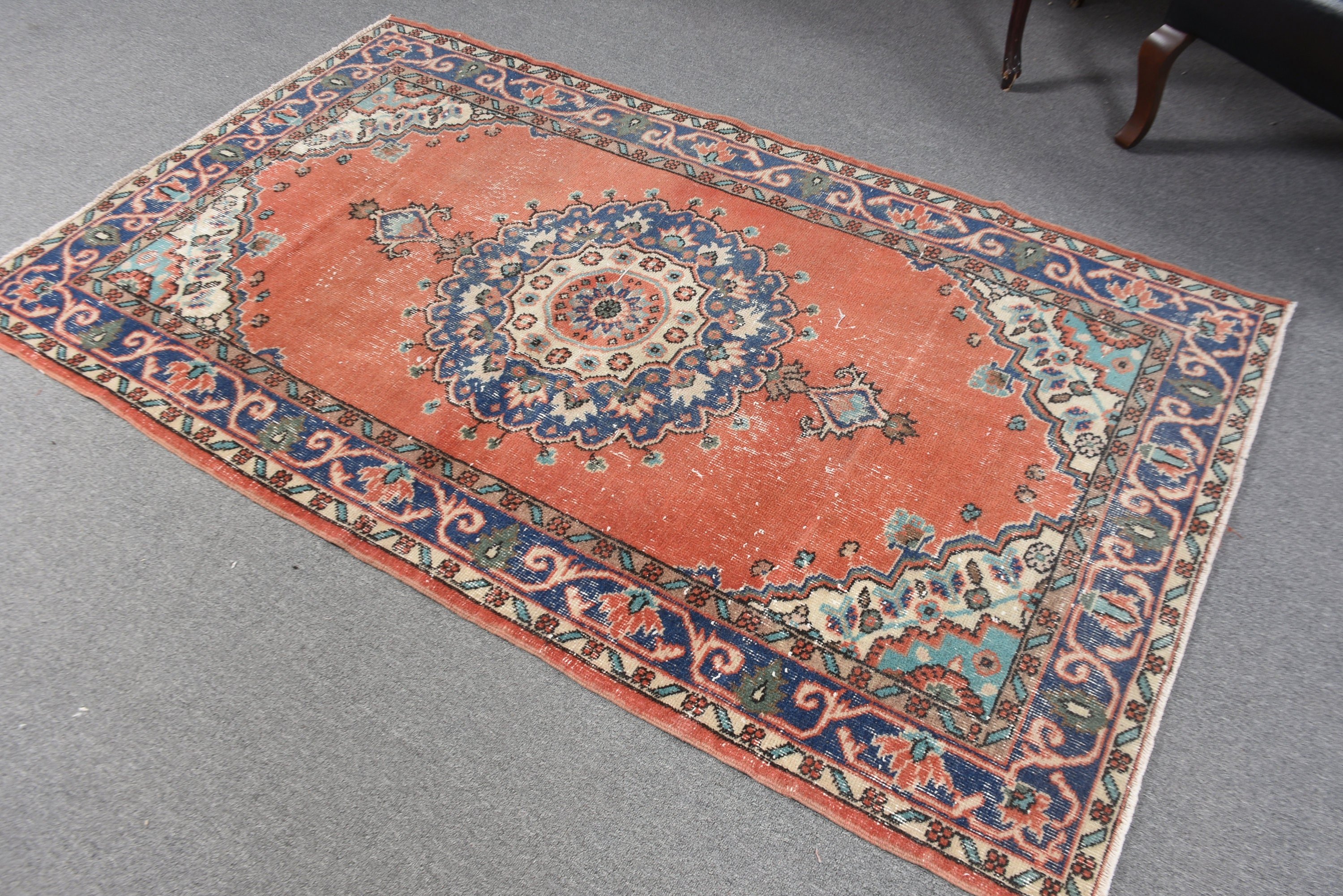 Red Oriental Rugs, Antique Rug, 3.8x6.6 ft Area Rug, Floor Rug, Turkish Rug, Boho Area Rugs, Vintage Rug, Large Area Rug Rugs