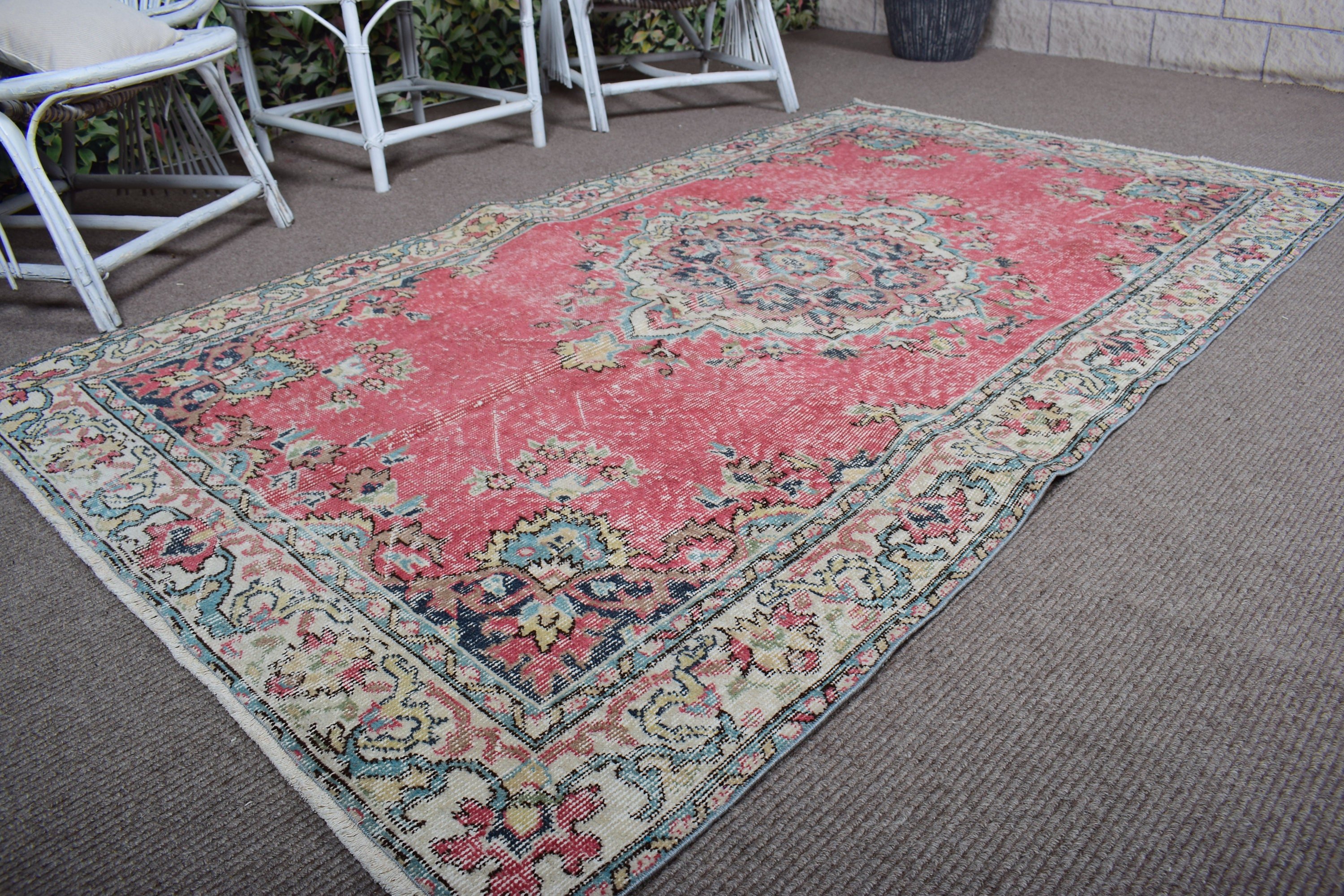 Boho Area Rug, Turkish Rugs, Aztec Rugs, Vintage Rug, Bedroom Rugs, Red Kitchen Rugs, Rugs for Floor, Statement Rugs, 4.3x7.5 ft Area Rug