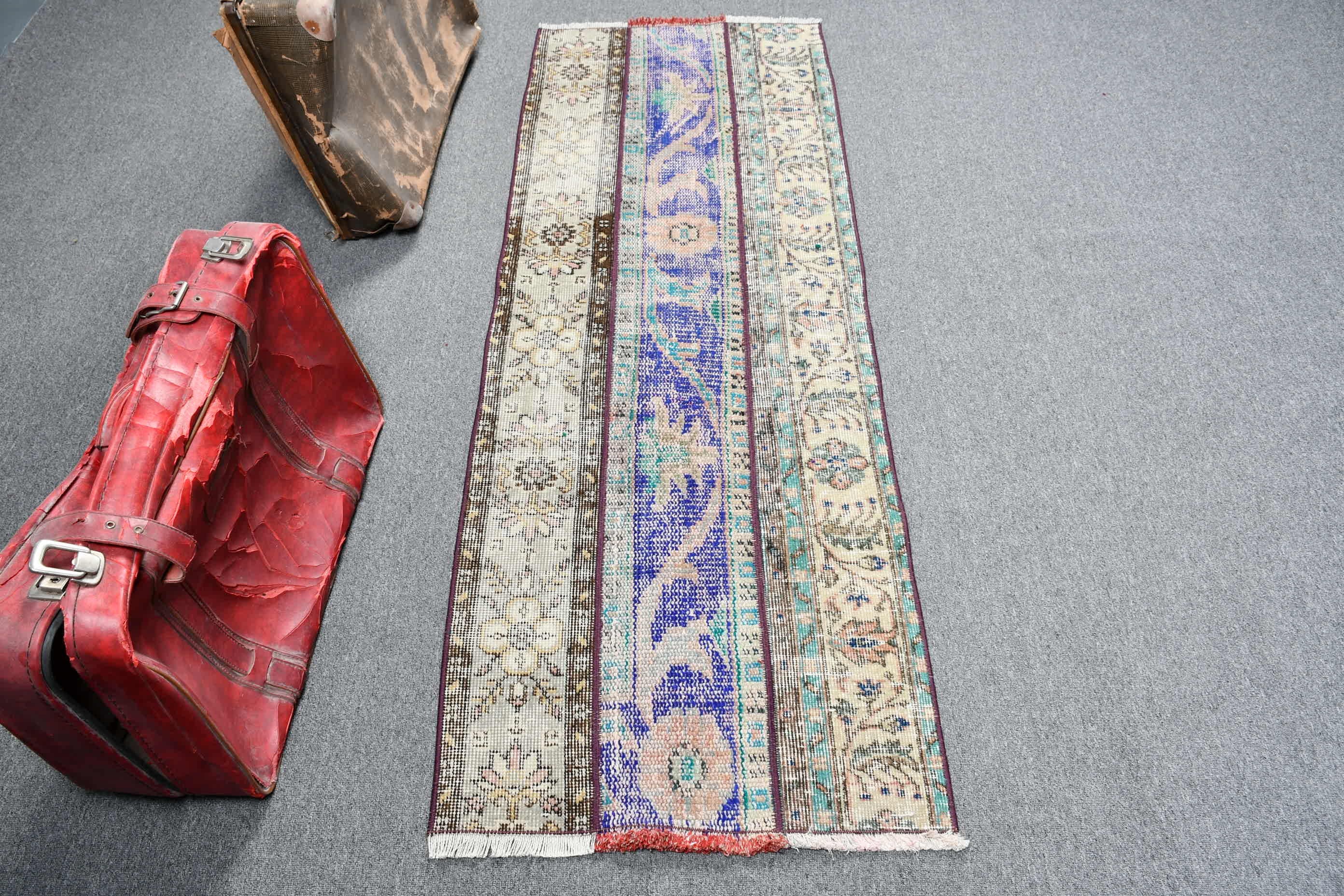 Turkish Rug, Blue Kitchen Rug, 2.2x6 ft Runner Rugs, Rugs for Hallway, Stair Rug, Floor Rug, Moroccan Rug, Home Decor Rug, Vintage Rug