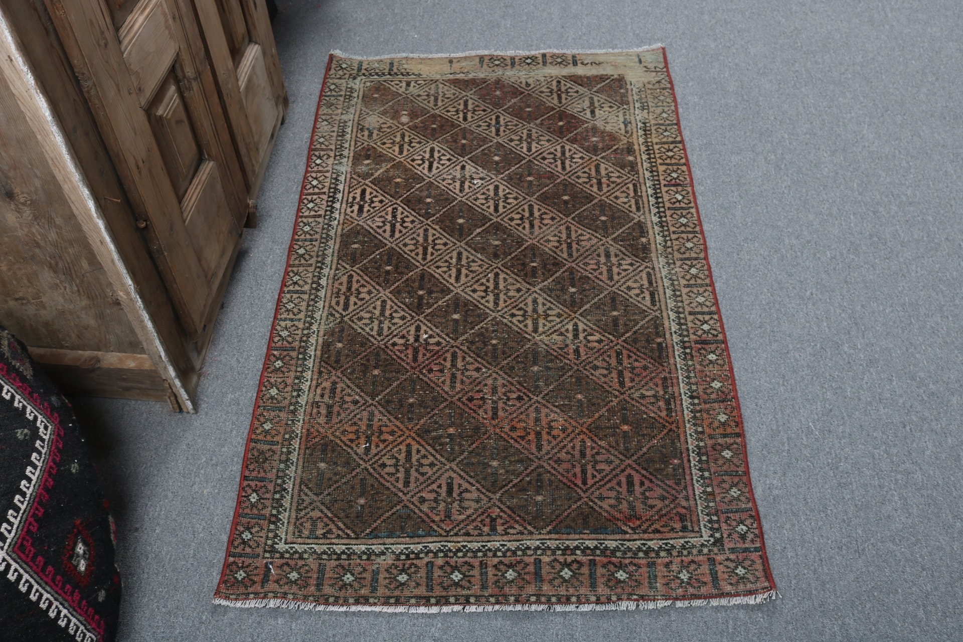 Kahverengi Ev Dekor Halıları, Duvara Asılı Halı, Küçük Boho Halı, 2,6x4,5 ft Küçük Halı, Türk Halısı, Havalı Halılar, Vintage Halı, Açıklama Halıları