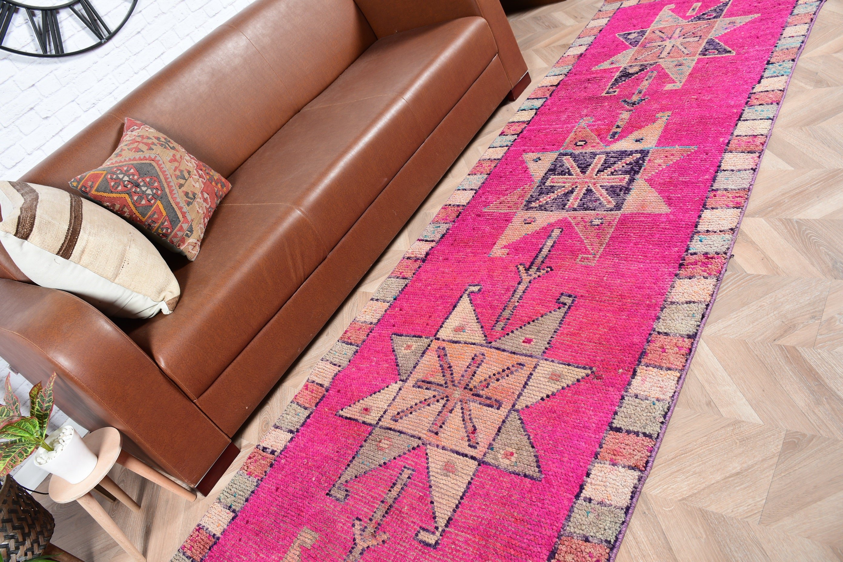 Moroccan Rug, Stair Rug, Decorative Rug, Pink Bedroom Rugs, Vintage Rug, Bedroom Rug, Turkish Rug, Hallway Rugs, 3.2x11.3 ft Runner Rugs