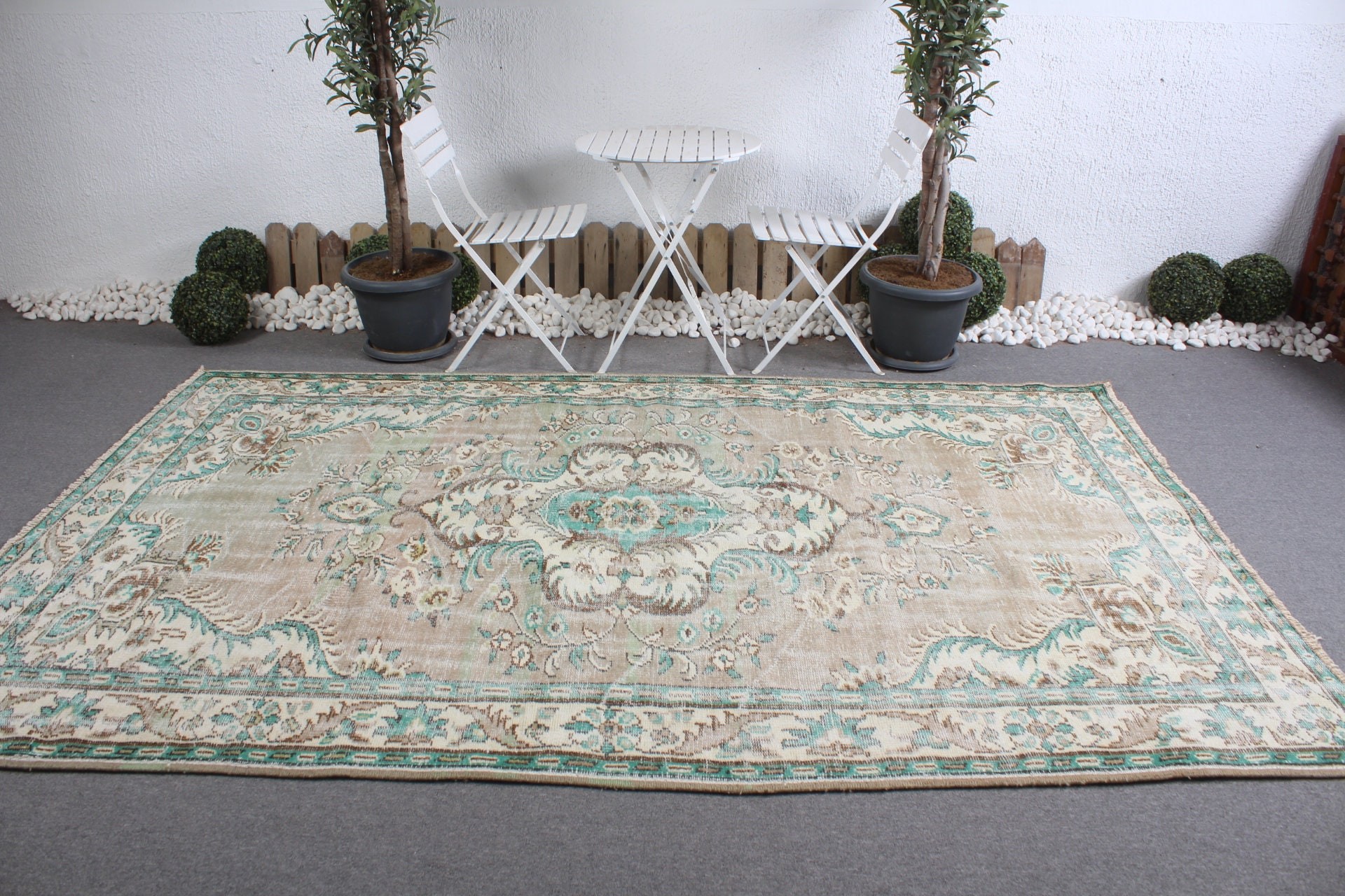 Kahverengi Havalı Halılar, Vintage Halılar, Salon Halısı, 6.3x9.8 ft Büyük Halılar, Anadolu Halıları, Ev Dekorasyonu Halısı, Türk Halısı, Göçebe Halısı, Yatak Odası Halısı