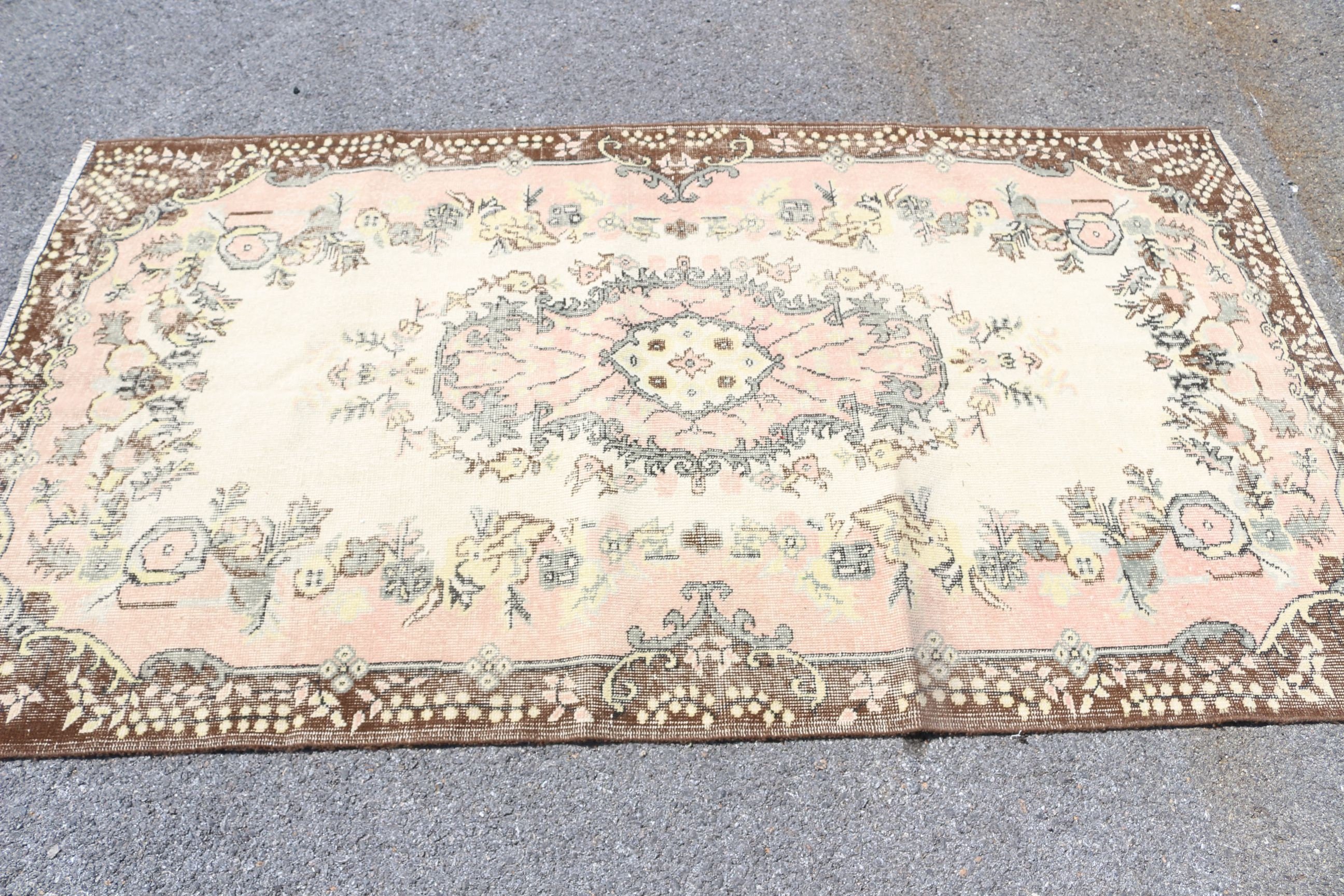 Bedroom Rug, Beige Kitchen Rug, Eclectic Rug, Vintage Rugs, Rugs for Living Room, Turkish Rugs, 3.9x7 ft Area Rug, Wool Rug