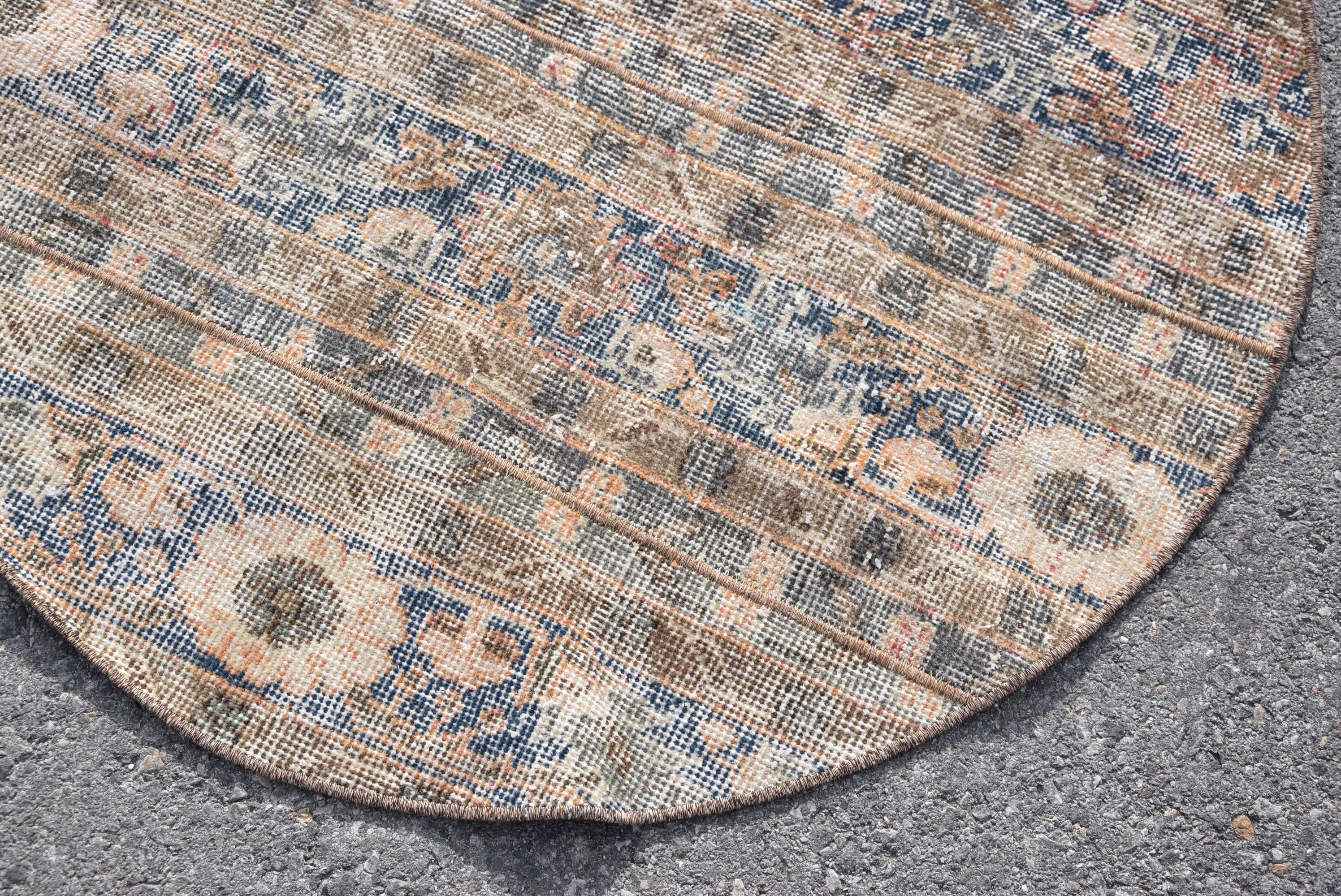 Car Mat Rug, Blue Cool Rug, Vintage Rug, Turkish Rug, Rugs for Bedroom, Door Mat Rug, Oriental Rug, Moroccan Rug, 3.1x3.1 ft Small Rug