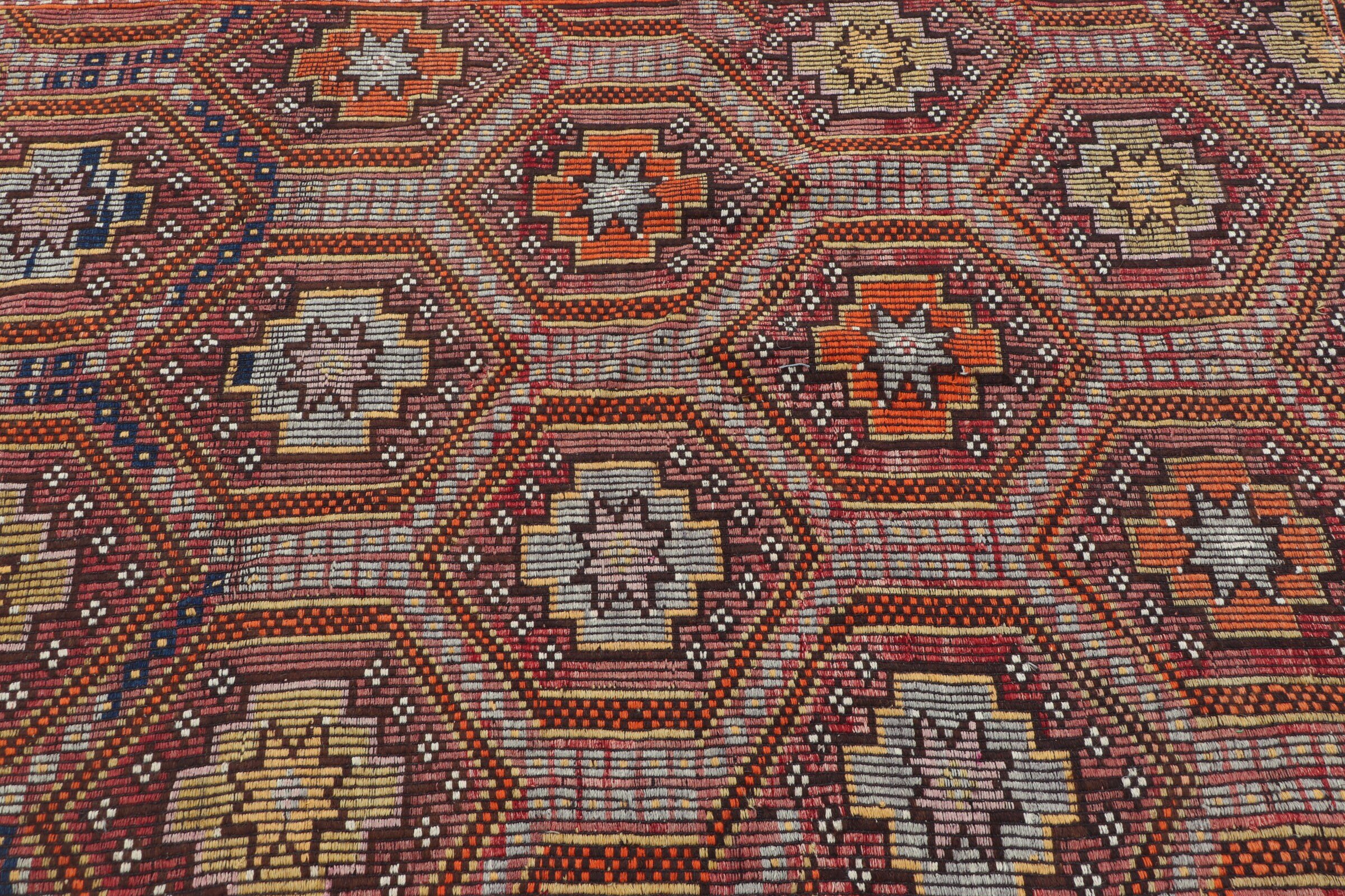 Kilim, Salon Halısı, 5.6x8.6 ft Büyük Halılar, Türk Halısı, Vintage Halı, Yer Halısı, Oturma Odası Halısı, Mutfak Halısı, Göçebe Halıları, Kahverengi Mutfak Halısı