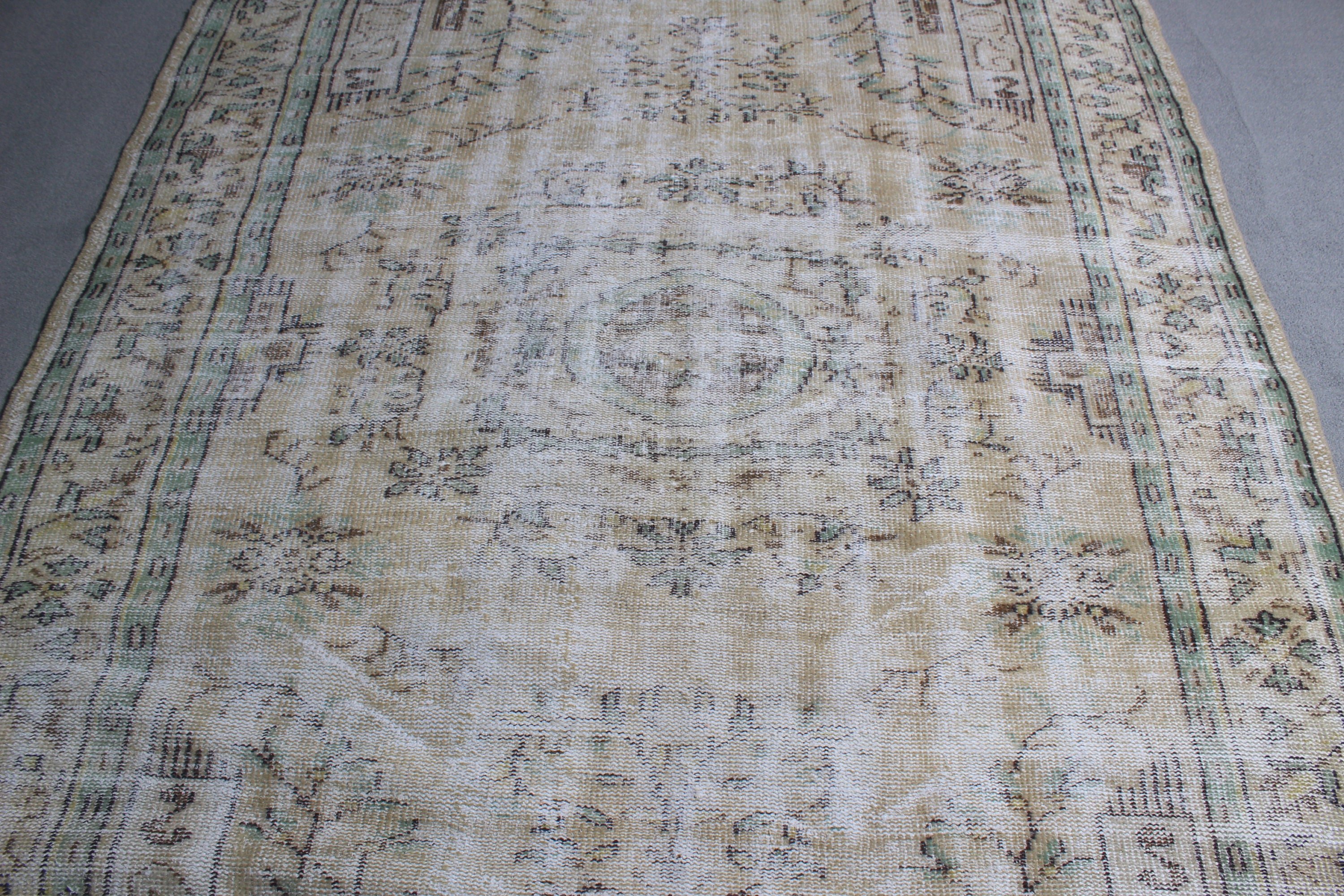 Büyük Oushak Halısı, Türk Halıları, Bej 6.2x8.9 ft Büyük Halılar, Tribal Halılar, Düz Dokuma Halı, Yatak Odası Halısı, Vintage Halılar, Yün Halılar