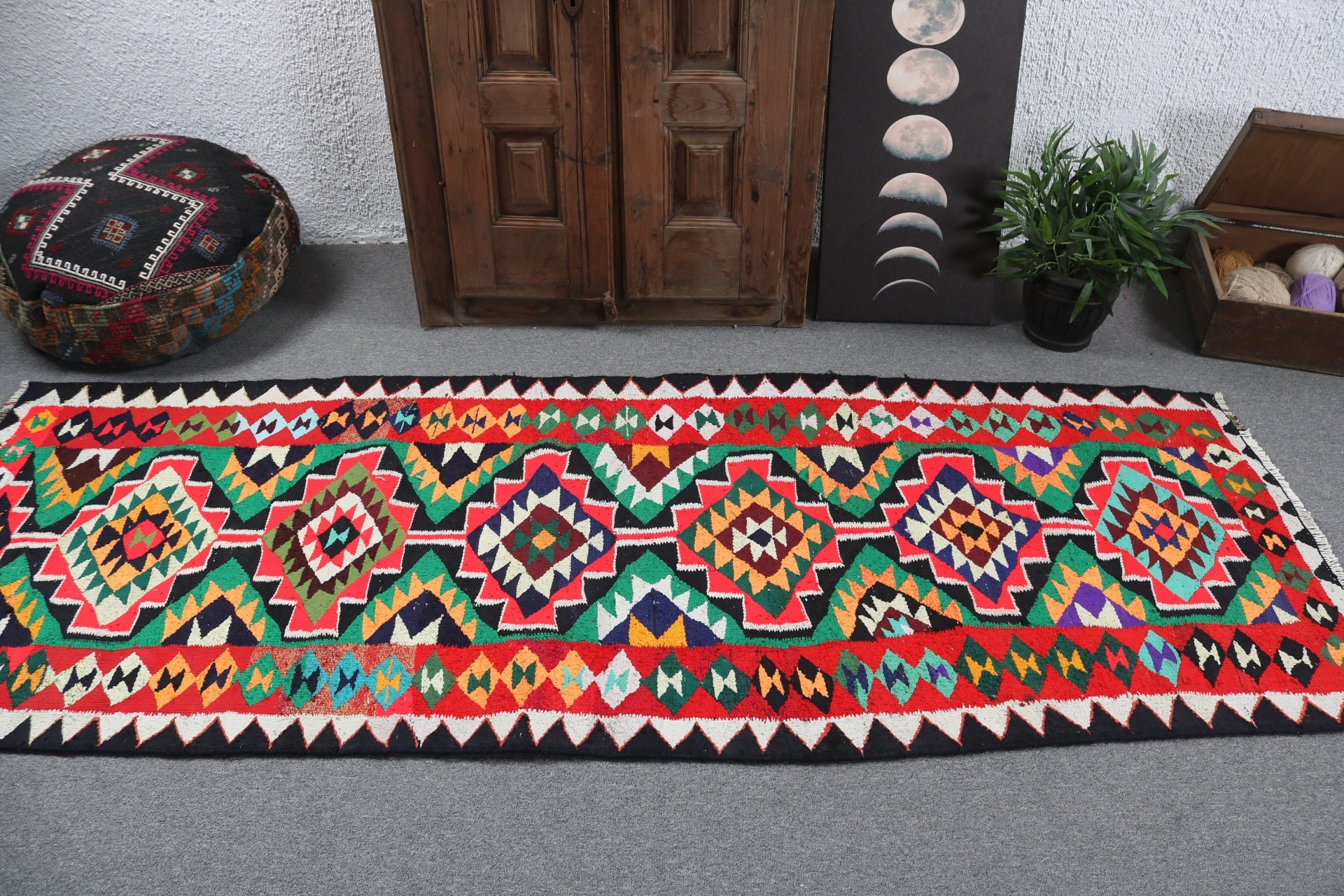 Corridor Rugs, 3.1x8.4 ft Runner Rug, Vintage Rugs, Hallway Rug, Turkish Rug, Aztec Rug, Oriental Rugs, Rainbow Statement Rug