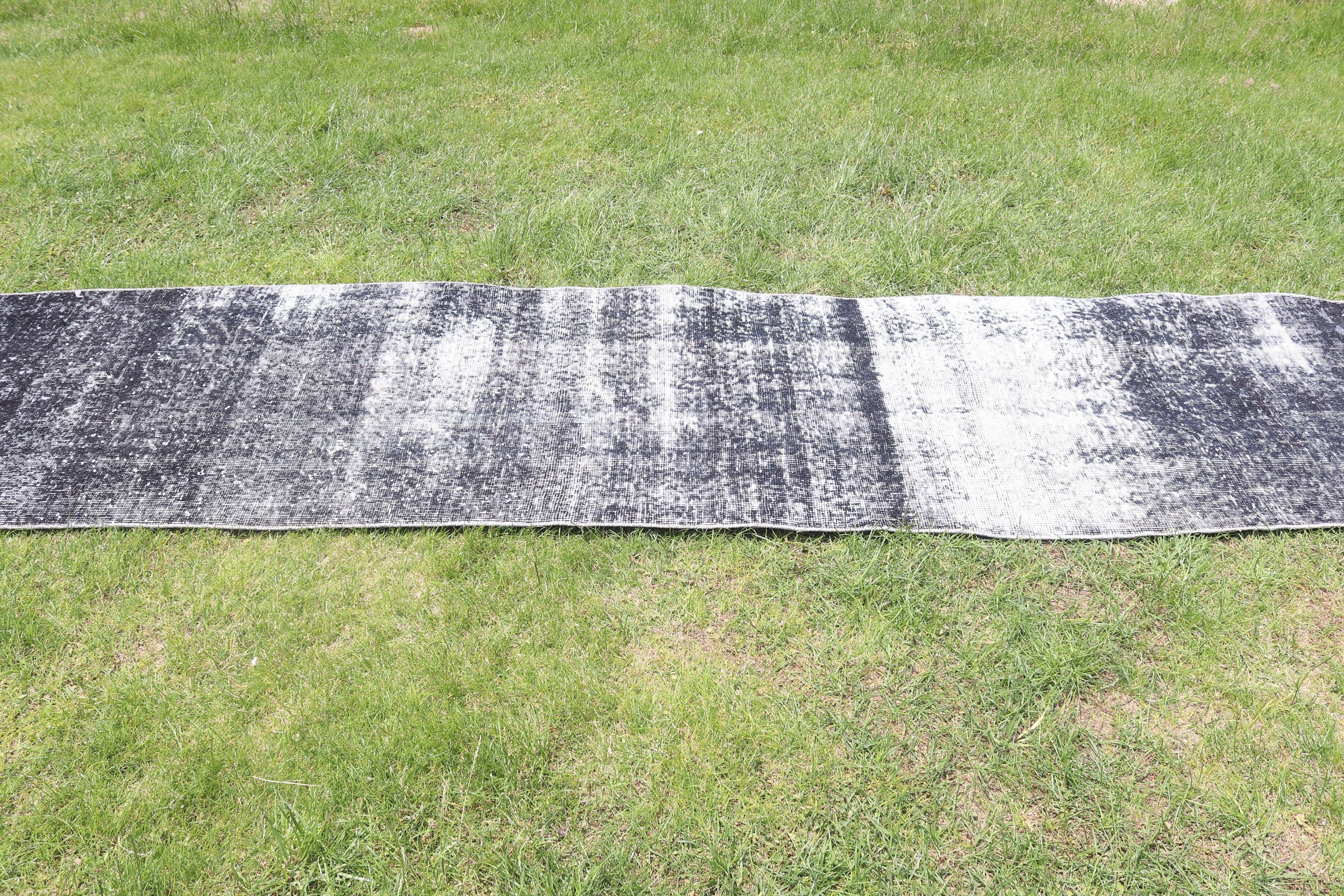 Rugs for Stair, Neutral Rug, Wool Rug, Vintage Rug, Gray Wool Rug, Vintage Runner Rug, 2.5x10.2 ft Runner Rug, Corridor Rug, Turkish Rug