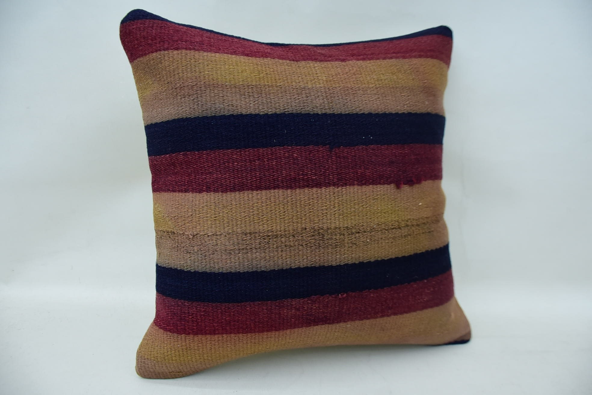 Southwestern Cushion Case, Vintage Kilim Throw Pillow, Ethnical Kilim Rug Pillow, Kilim Cushion Sham, 16"x16" Blue Cushion Cover