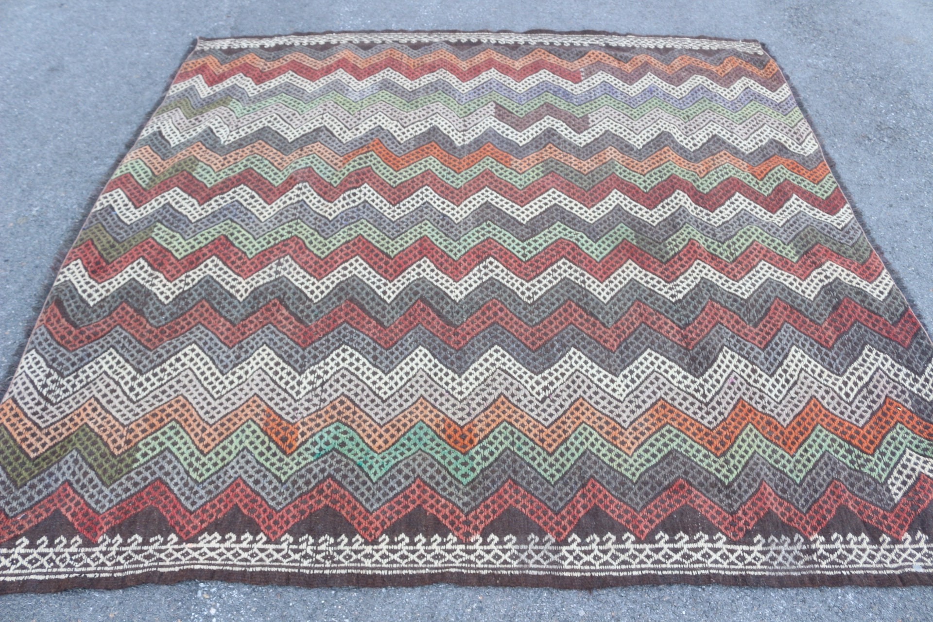 Pastel Halı, Oryantal Halı, Vintage Halı, Kilim, 7.4x7.1 ft Büyük Halı, Salon Halıları, Kırmızı Oryantal Halı, Antika Halı, Türk Halıları, Yatak Odası Halısı