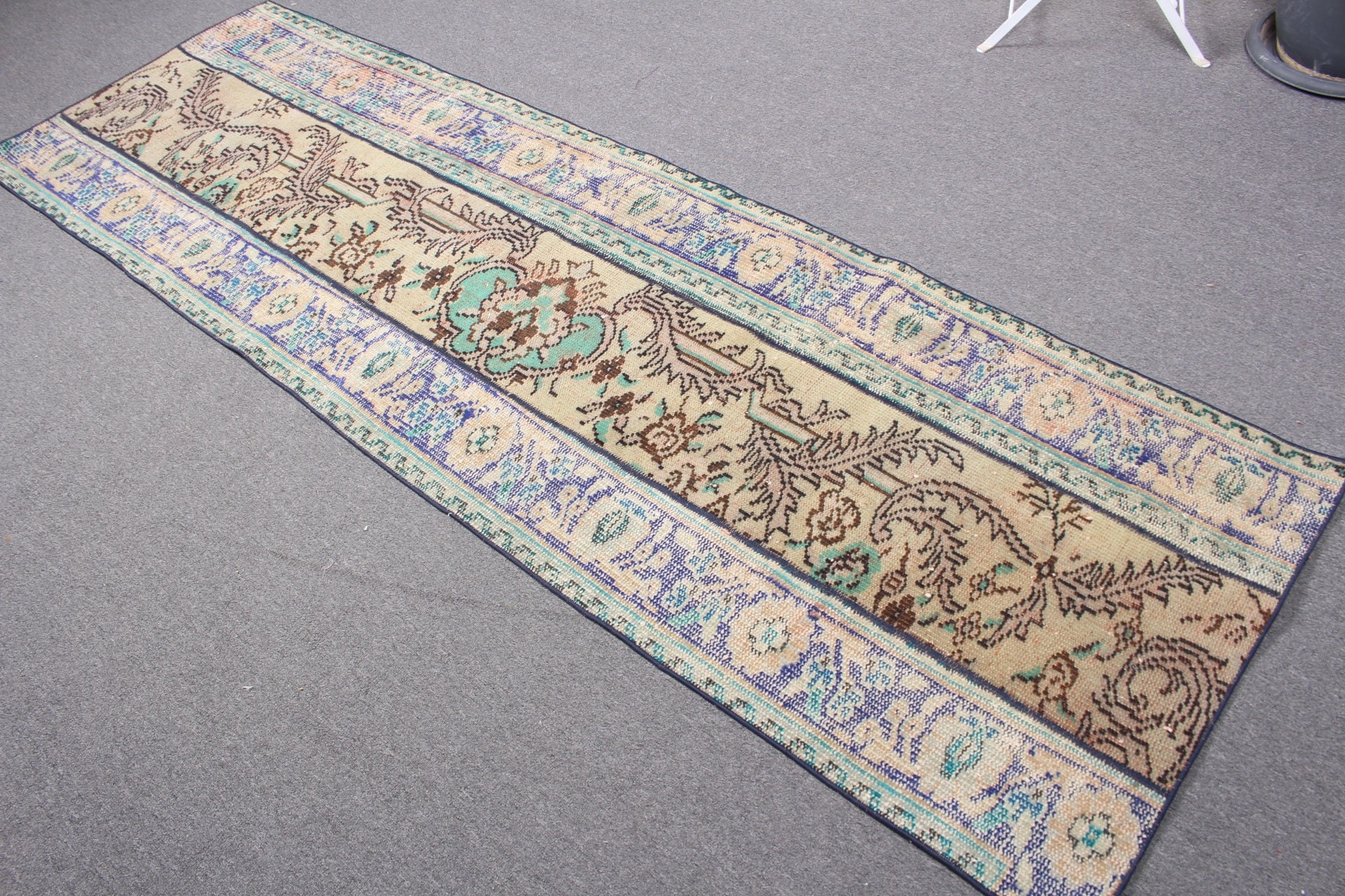 2.6x8.3 ft Runner Halı, Ev Dekor Halısı, Merdiven Halısı, Türk Halısı, Vintage Halı, Mutfak Halıları, Eski Halı, Mavi Ev Dekor Halısı