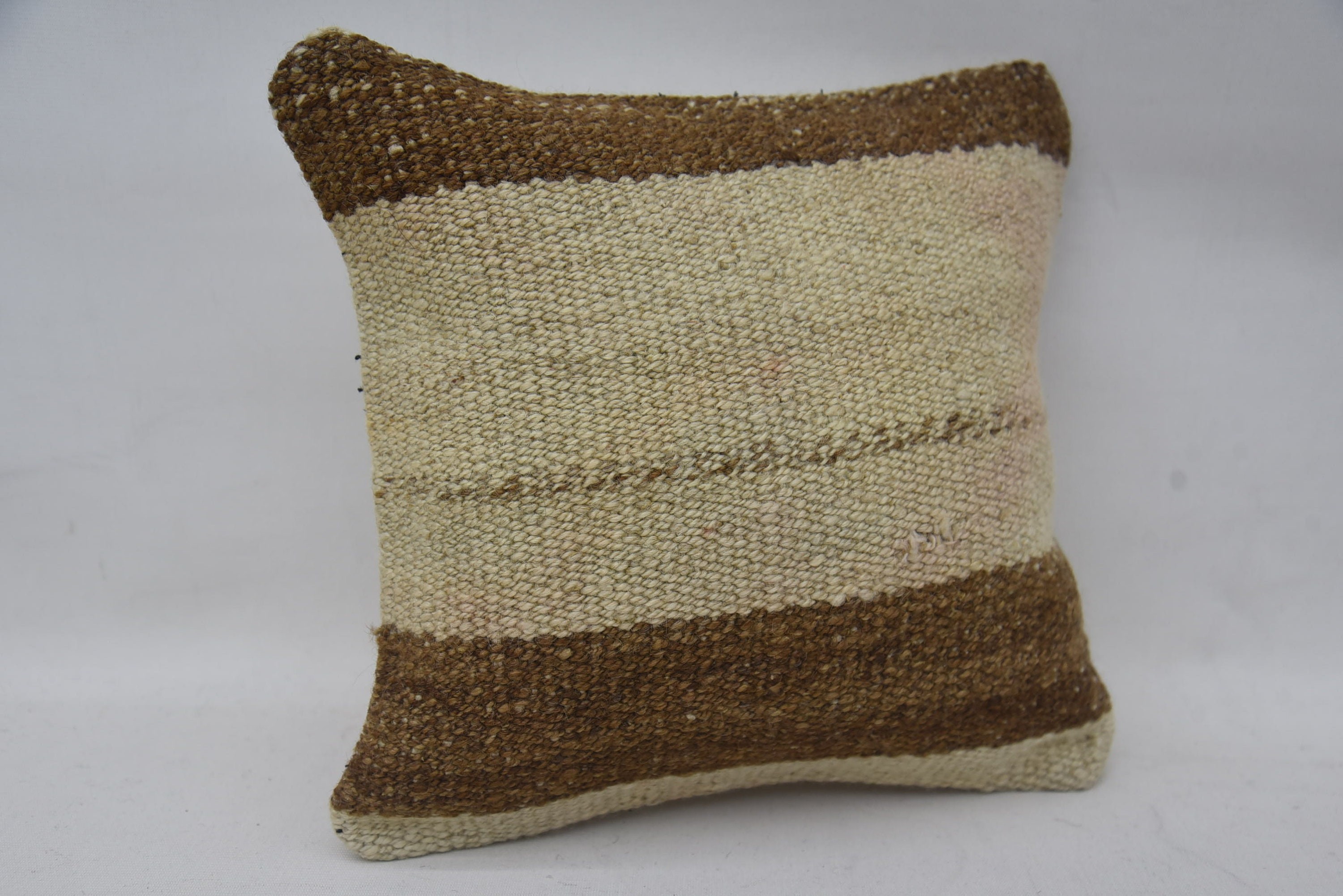 Home Decor Pillow, Vintage Kilim Throw Pillow, 12"x12" Beige Pillow Cover, Gift Pillow, Aesthetic Cushion, Tapestry Cushion