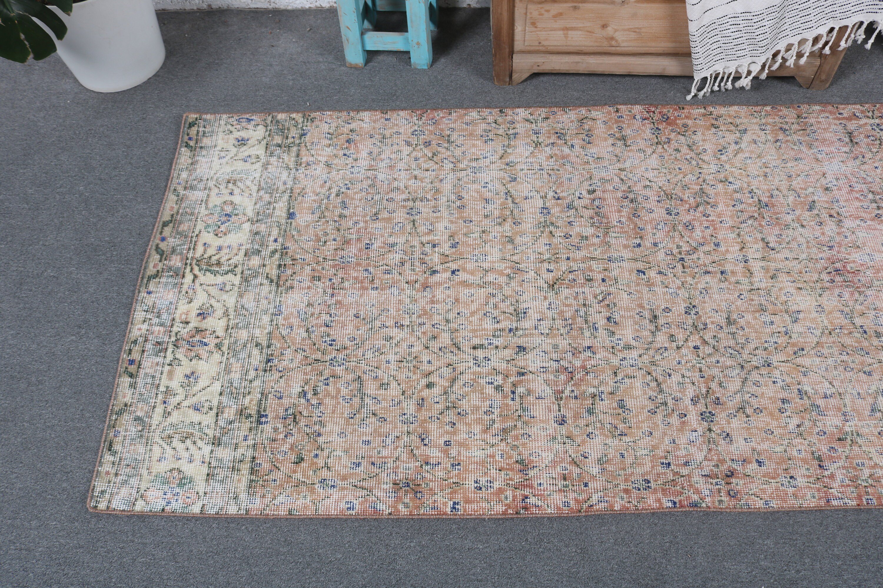 3.1x7 ft Accent Halı, Yatak Odası Halısı, Çocuk Halıları, Geometrik Halı, Vintage Halı, Türk Halısı, Vintage Accent Halıları, Turuncu Düz Dokuma Halılar