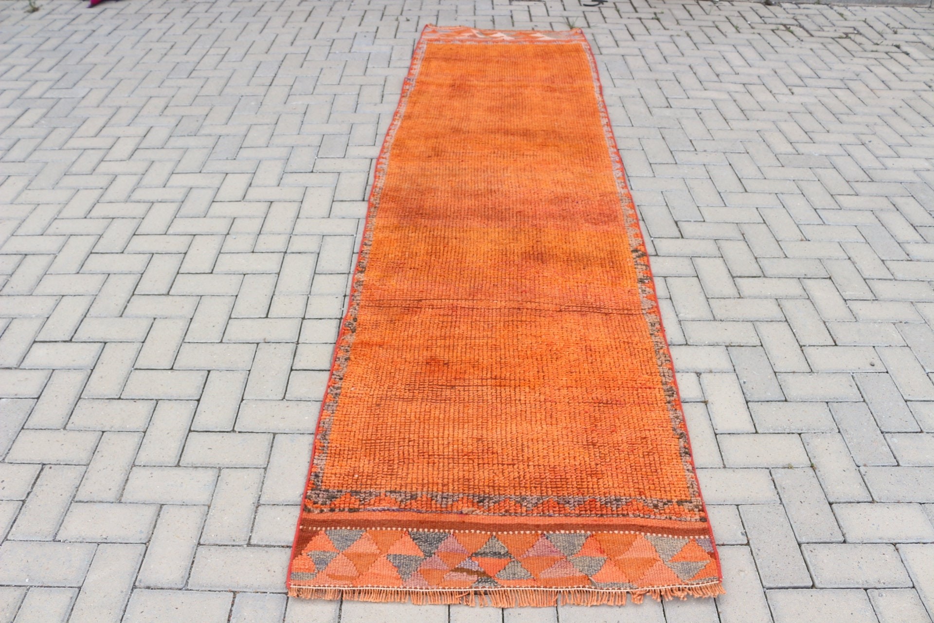 Bohemian Rug, Rugs for Corridor, Turkish Rug, Cool Rug, Kitchen Rug, Orange Antique Rug, 2.8x10.4 ft Runner Rug, Hallway Rugs, Vintage Rug