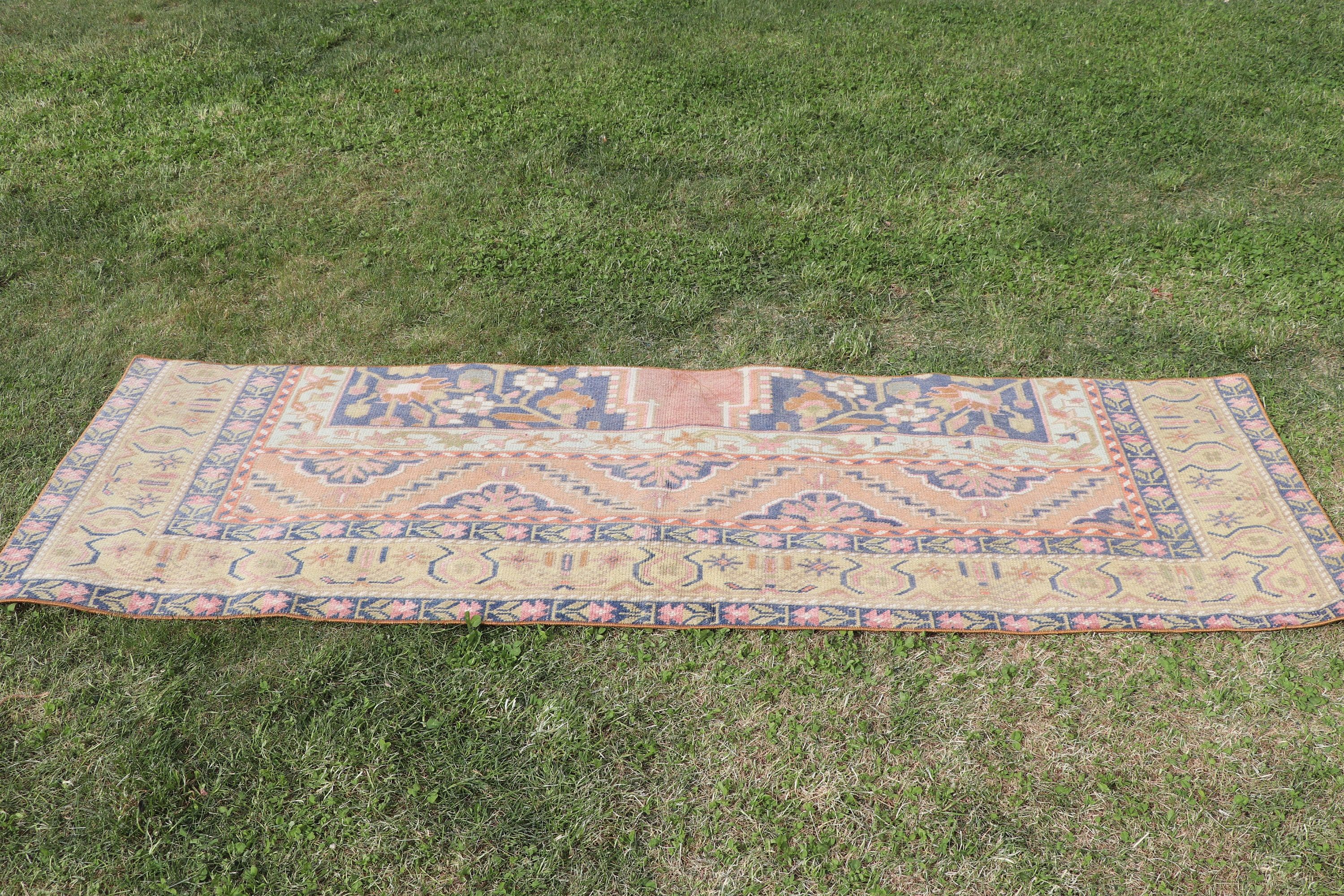 Geometrik Halılar, Vintage Halı, Türk Halısı, Düz Dokuma Halı, Koridor Halıları, 1.9x6.1 ft Yolluk Halıları, Sarı Düz ​​Dokuma Halısı, Uzun Yolluk Halıları