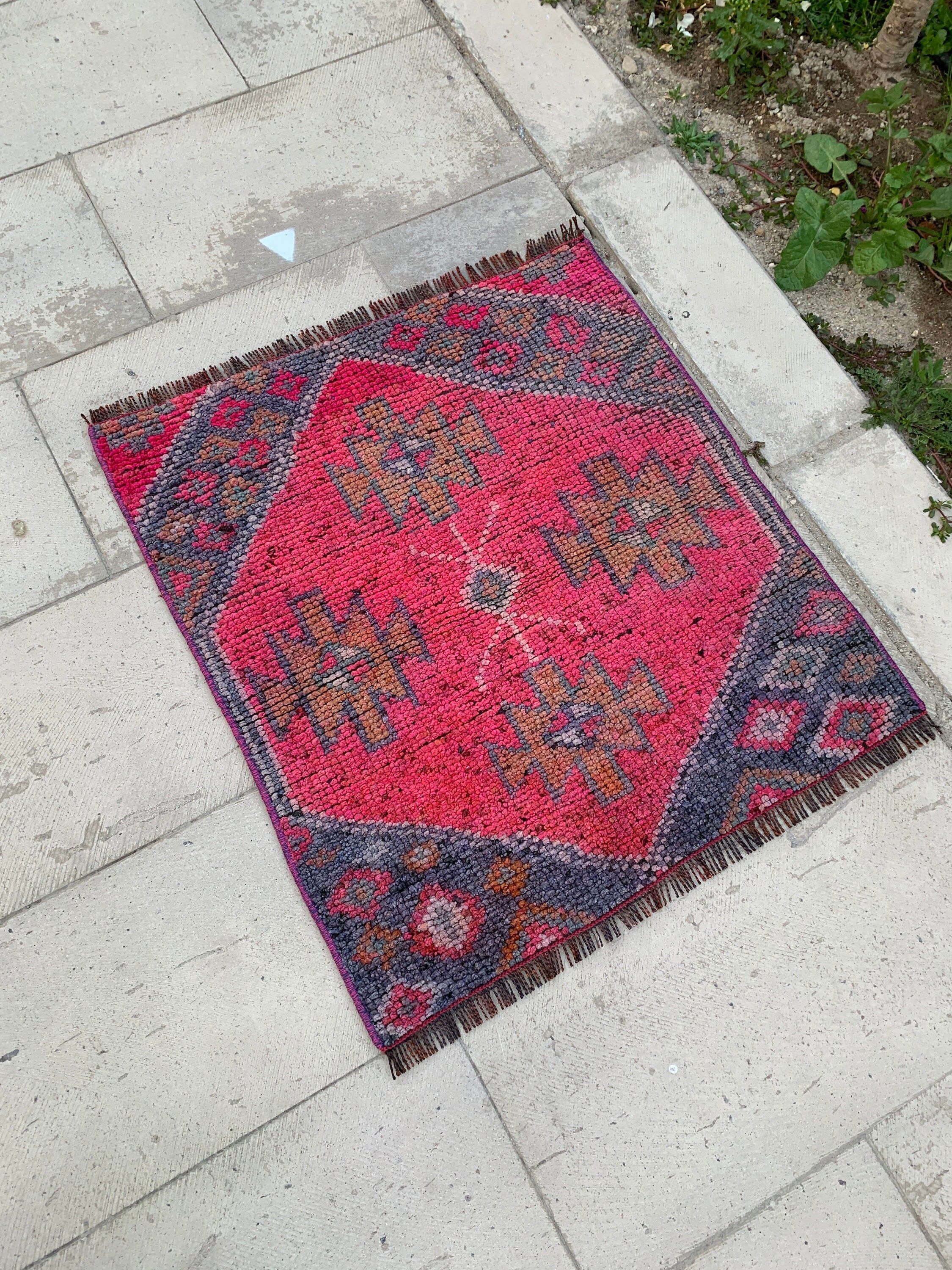 Oryantal Halı, Paspas Halısı, Türk Halısı, Vintage Halı, Pembe Oryantal Halılar, Giriş Halısı, Banyo Halıları, 2,3x2,7 ft Küçük Halılar, Antika Halı