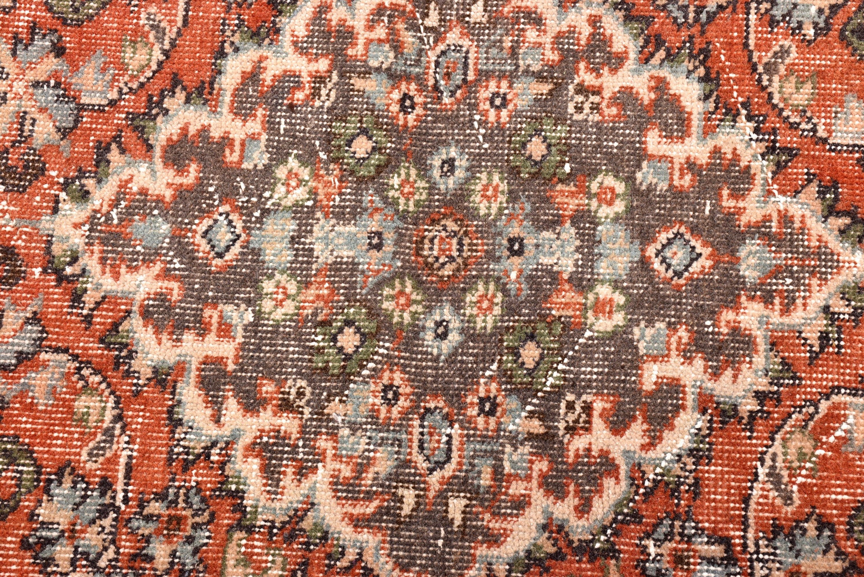 Kırmızı Mutfak Halısı, El Dokuma Halı, Türk Halısı, Yün Halı, Vintage Halı, Lüks Halı, Oushak Alan Halıları, 3,9x6,6 ft Alan Halıları, Mutfak Halıları